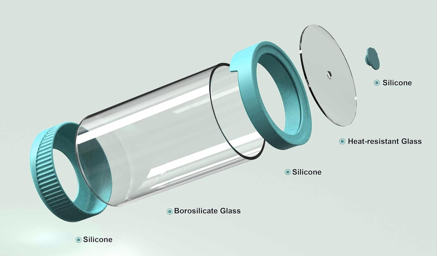 Ana Wiz Stackable Glass Storage Jar, with Airtight Vent & Silicone Base | Four Sizes & Two Colour Options, Perfect Kitchen Organisation (Charcoal - 1000Ml) - Charcoal - 2000Ml image number 2