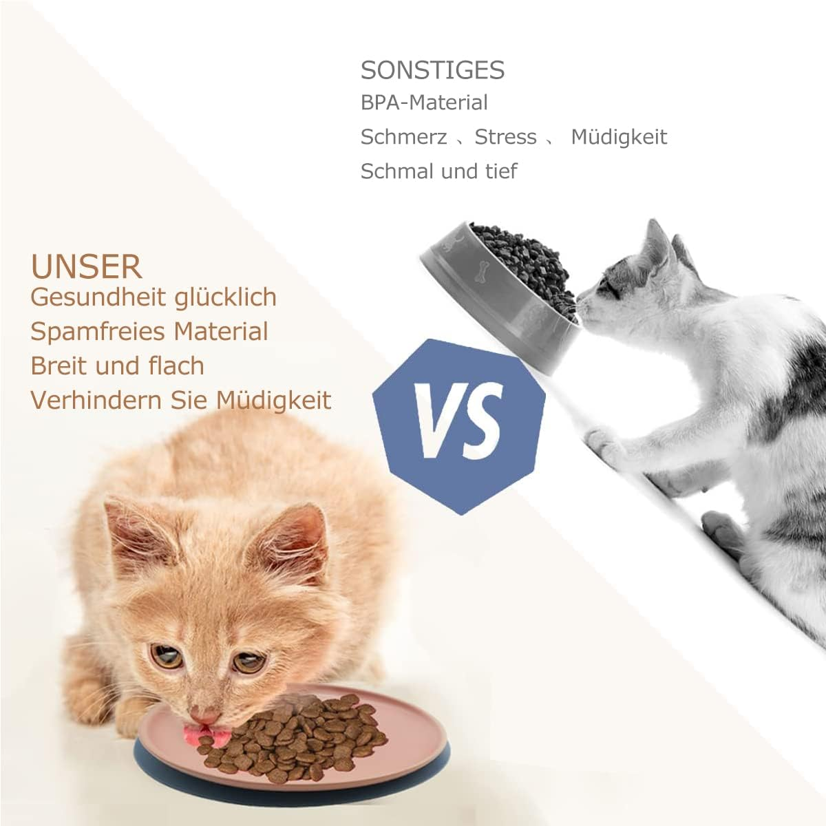 Cat Bowl, Ceramic Feeding Bowl, Cat Bowl, Set of 3, Colourful Cat Bowls, Porcelain Feeding Bowl, Flat Cat Plate, Cat Food Bowl Set, Diameter 15 Cm image number 2