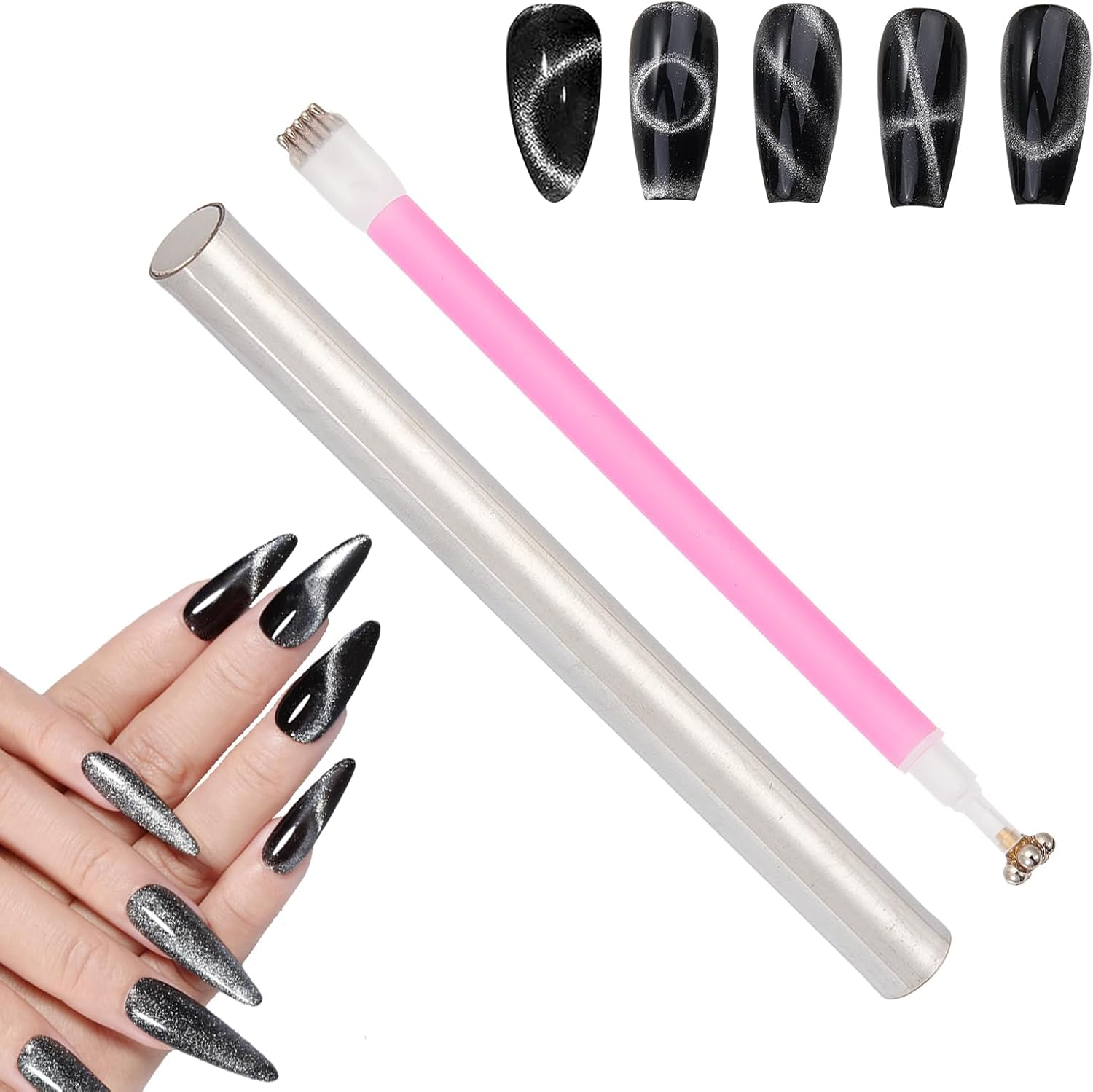 NICENEEDED Cat Eye Magnet for Nails Double Head Nail Magnetic Pen 3D Cat'S Eye Nail Polish Strong Magnetic Stick Gel Nail Magnet image number 5