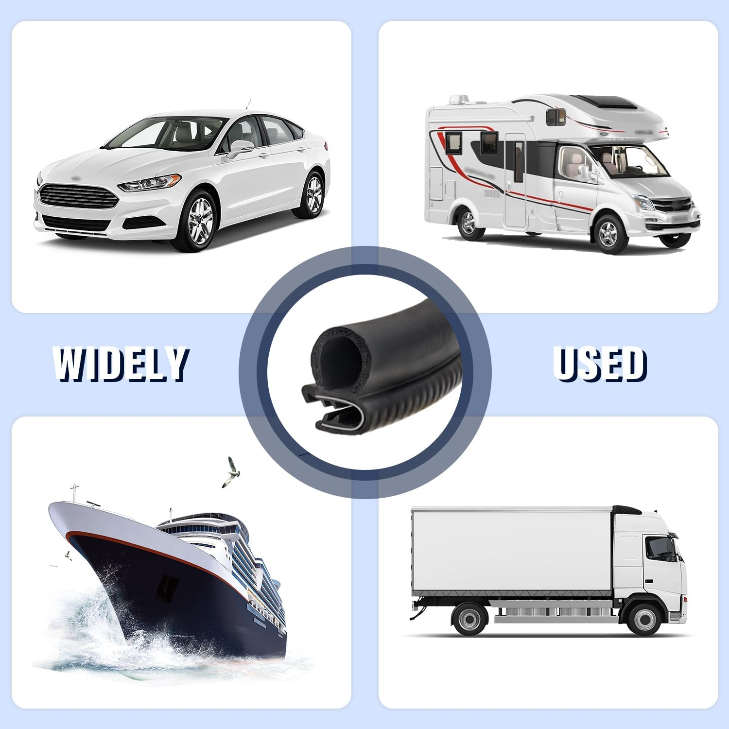 10Ft Car Door Weather Stripping Door Seal Strip,U-Shaped Rubber Edge Trim with Steel Strip Door Sealers for Door Frame of Car Truck SUV RV Boat Home,Keeps Cars Interior Tidy and Quieter (10Ft)