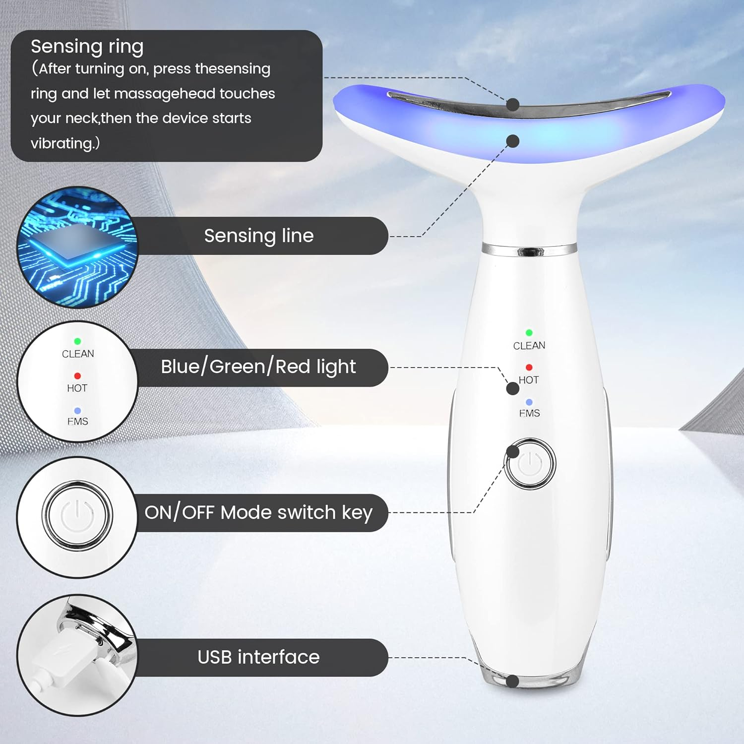 HUPZUND Neck Face Firming Wrinkle Removal Tool, Double Chin Reducer Tool, Skin Rejuvenation Beauty Massager for Skin Care,Improve,Firm,Tightening and Smooth image number 2