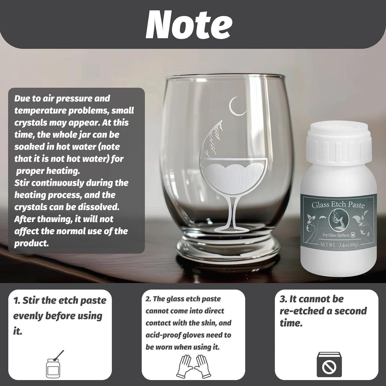 3.5 Oz Glass Etch Paste, Create Beautiful Art in Minutes, Personalize Your Craft on Glass Surfaces (100G) image number 6