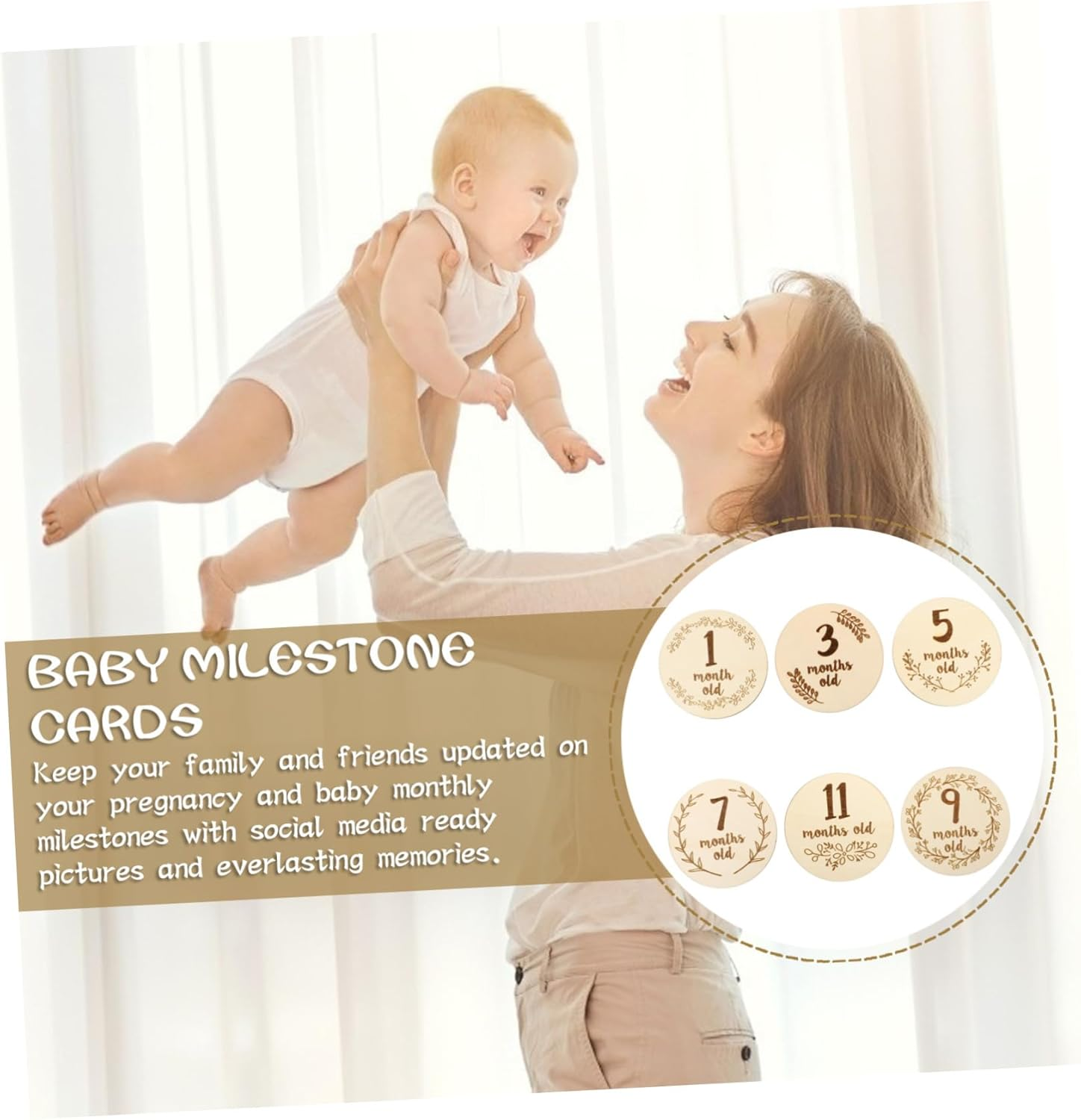 6Pcs Double Sided Birth Month Cards Photo Props Newborn Monthly Milestone Keepsake with Rounded Edges for Social Media Sharing and Memorable Albums