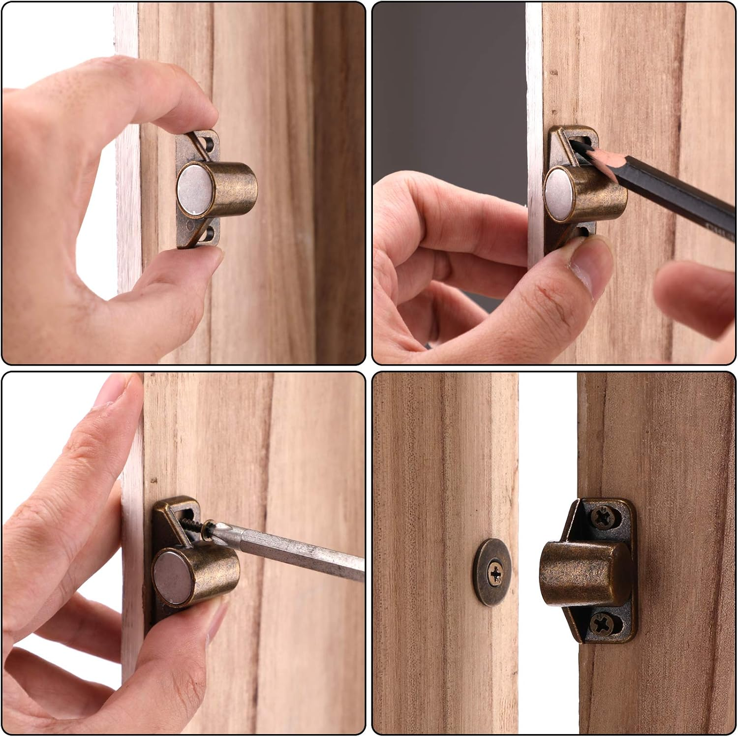 LUTER 4 Pieces Magnetic Door Catches Cabinet Door Magnets with Stainless Steel Screws for Kitchen Cabinet Closer Sliding Door Closure Cupboard Closet (Bronze) image number 1