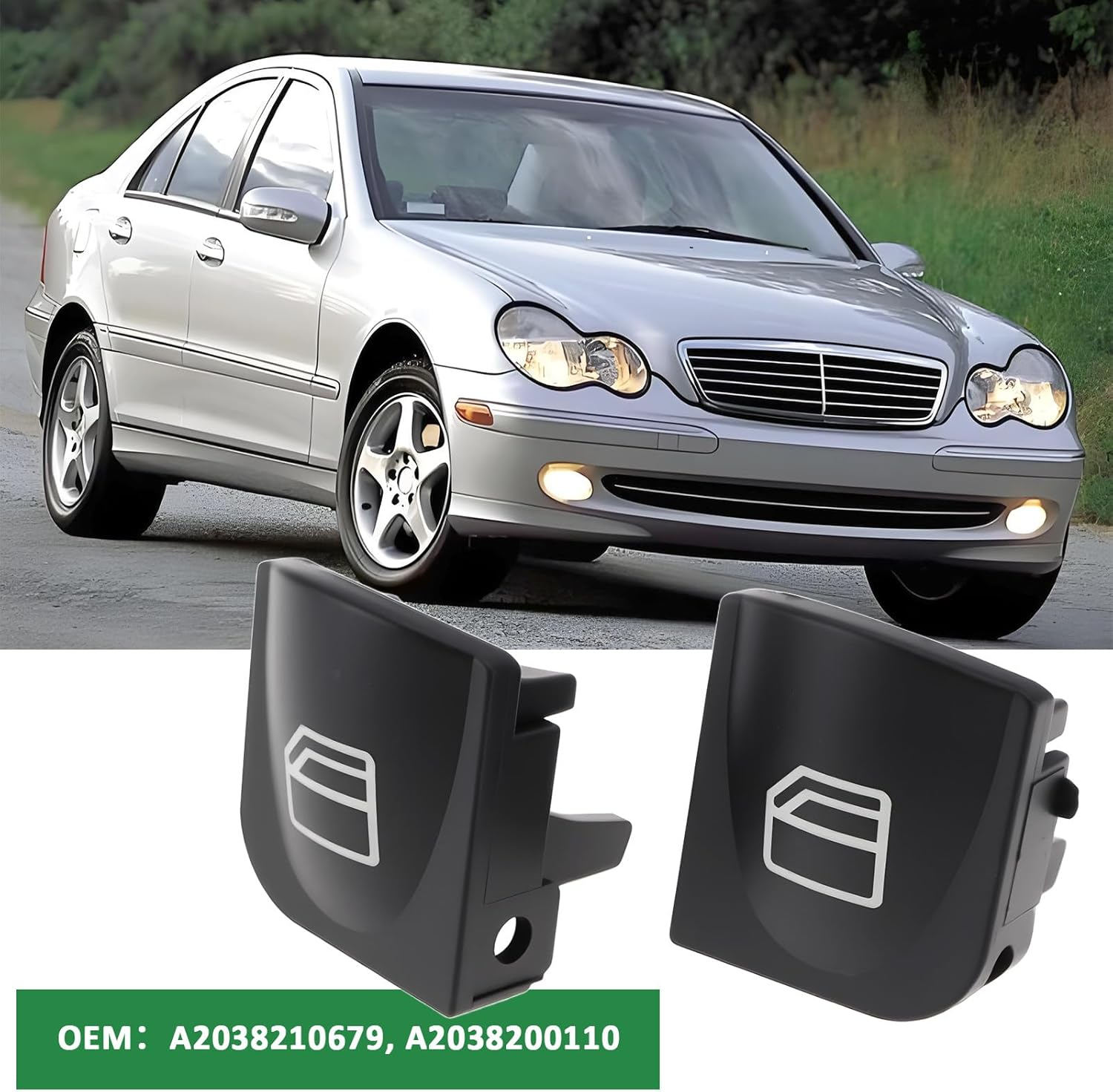 Briny River 4Pcs Window Switch Button Cover Cap L and R A2038210679 A2038200110 Compatible with Mercedes Benz W203 W209 image number 4