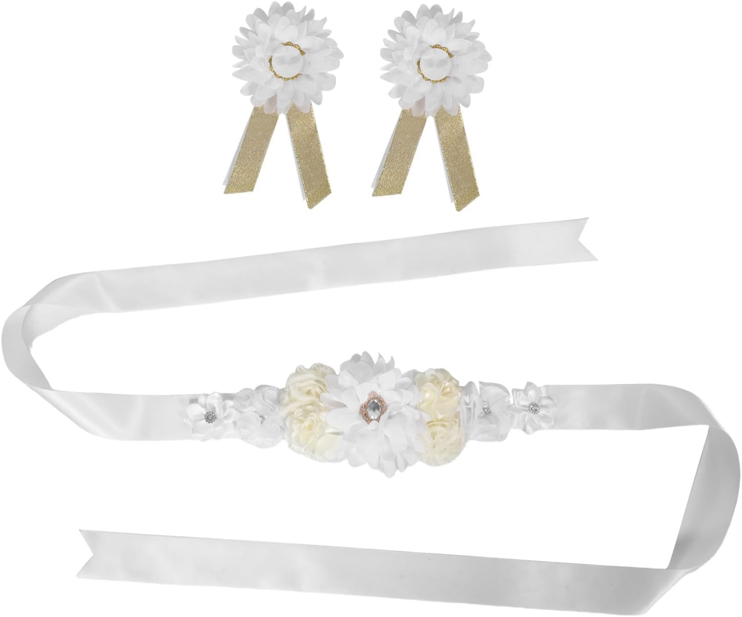 PLAFOPE Floral Maternity Sash Belt with Adjustable Elastic Straps Comfortable Breathable Pregnancy Belly Band for Shower Bridal Waist Flower Belt Support for Mom-To-