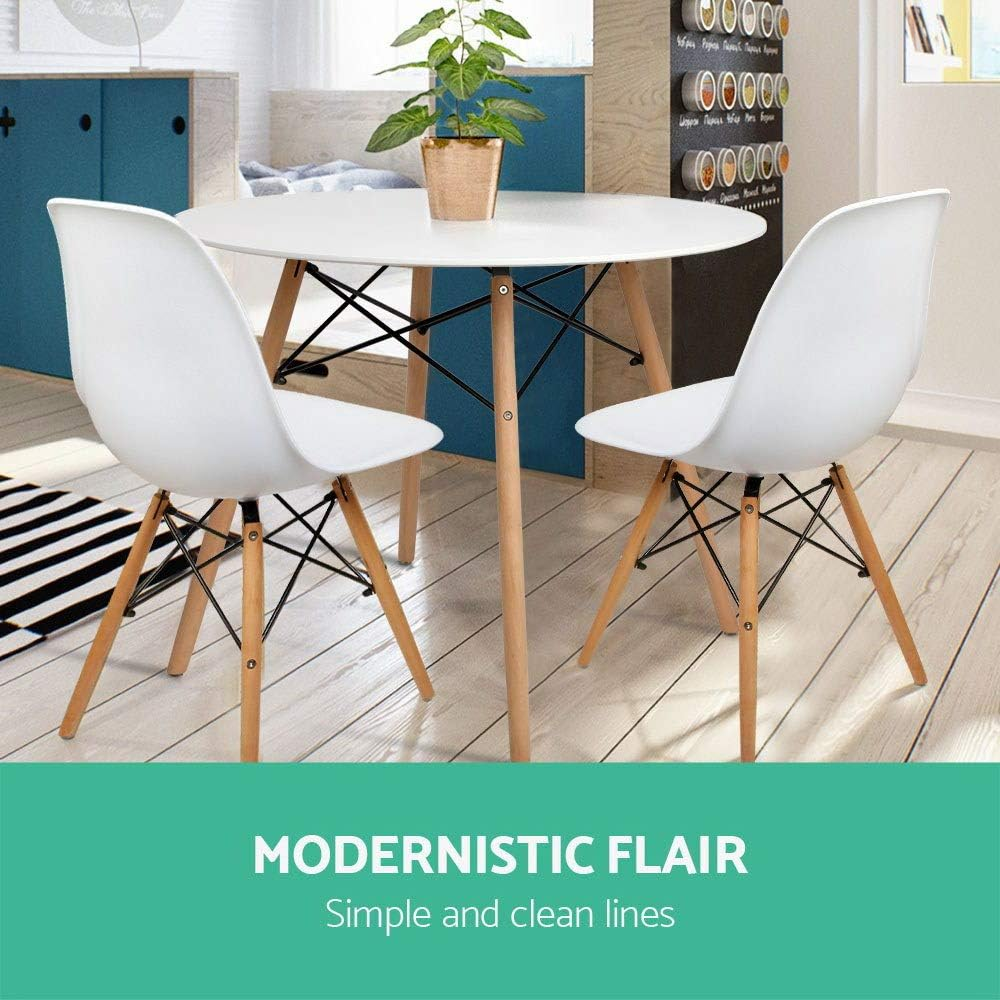 Artiss Dining Table round White Coffee Tables Side Buffee Desk Lounge Desks Home Living Room Bedroom Kitchen Office Cafe Restaurant Furniture, 4 Seater 100Cm Wide, Wooden in 73Cm Height