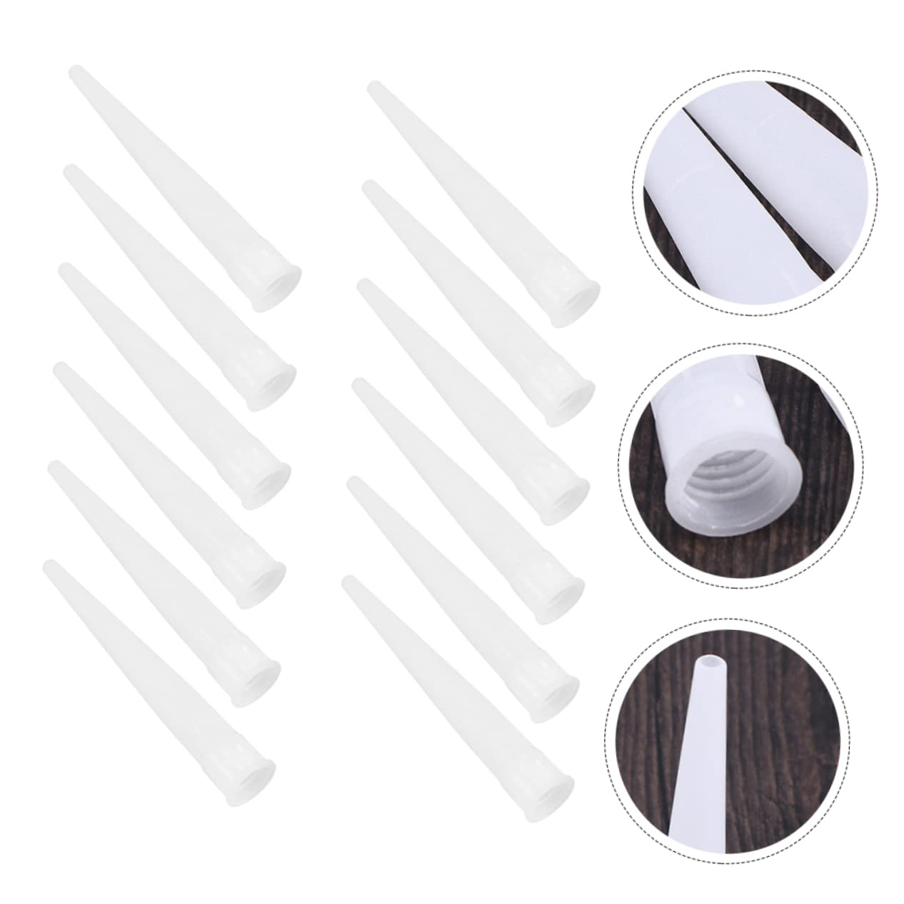 Angoily Caulking Tips, 50PCS Plastic Caulk Tips Extension Nozzle Tip Caulk, Nozzle Caps Tool Extender Reusable Caulking Glue Nozzles Tube Sealants White Tool image number 4