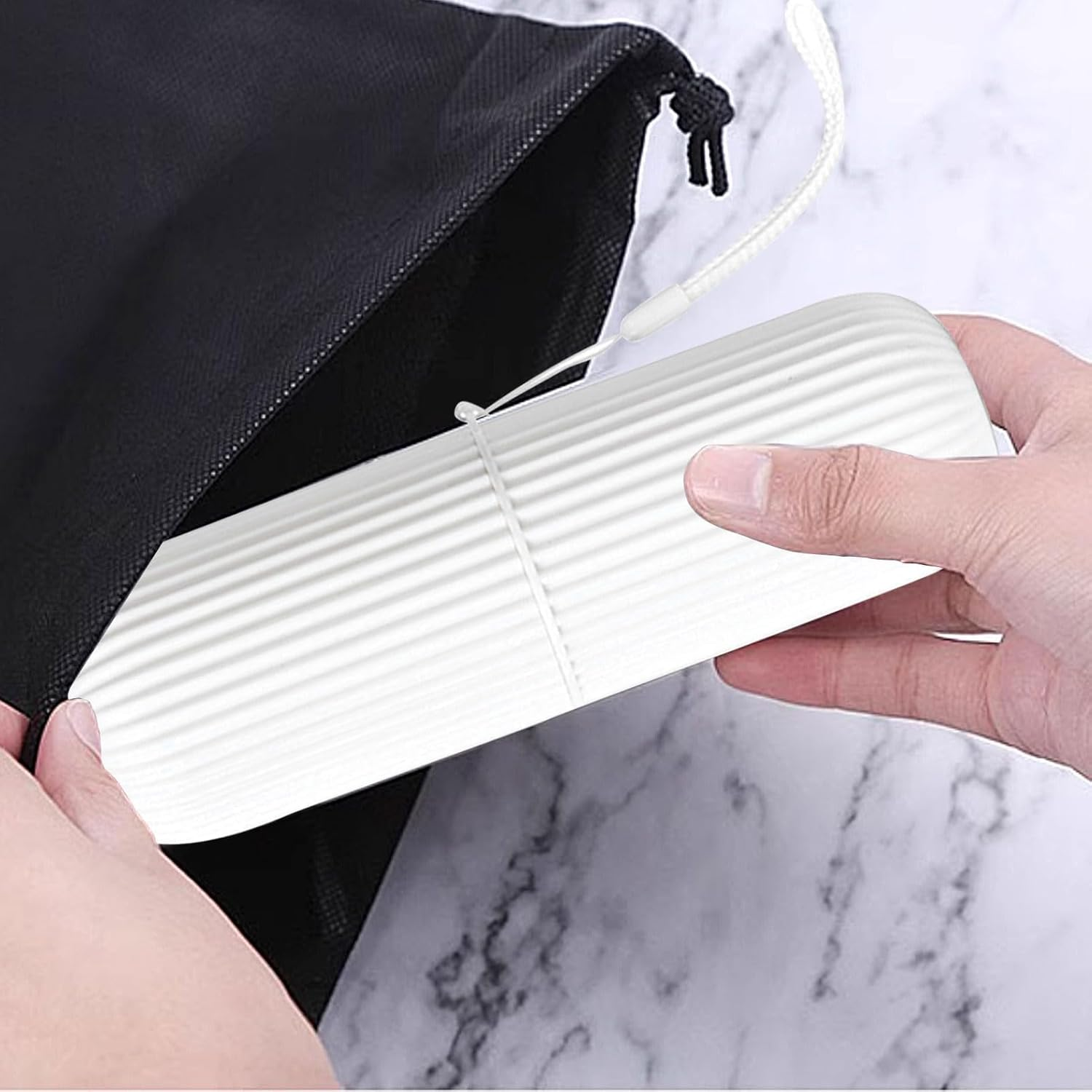 Toothbrush Travel Case, Portable Toothbrush Cup Case Box Container Plastic Travel Toothbrush Case Toothbrush Holders for Traveling(White) - Pink image number 6