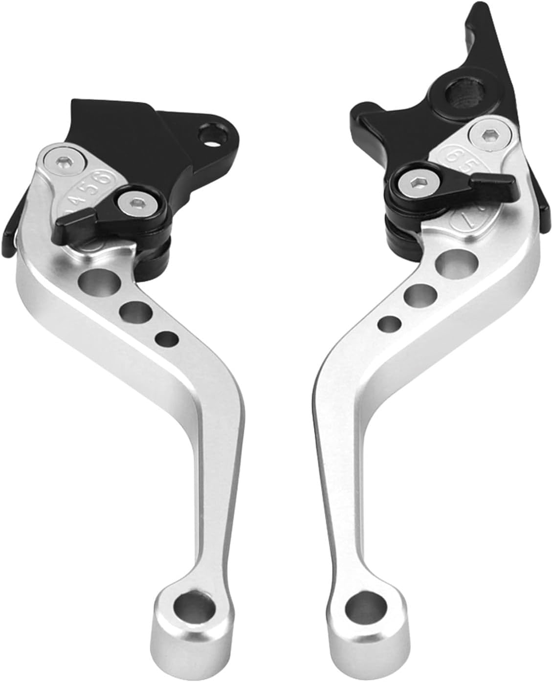 RASTKY Aluminum Brake Lever Handle for Motorcycle - Pair of Red Motorcycle Brake Lever Handle (Silver White)