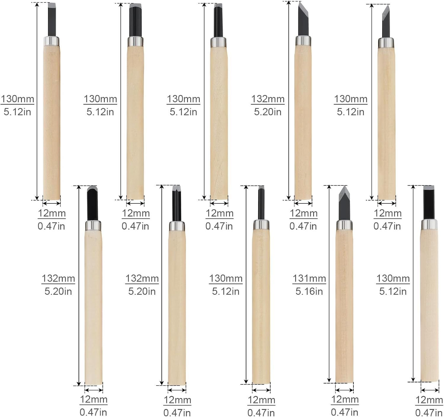 Origlam 10Pcs Professional Wood Carving Chisel Set, Carbon Steel Wood Carving Tools, Woodworking Chisels Wood Chisel Kits, Power Grip Carving Tools Great for Carving Woodworking Beginners & Kids image number 3