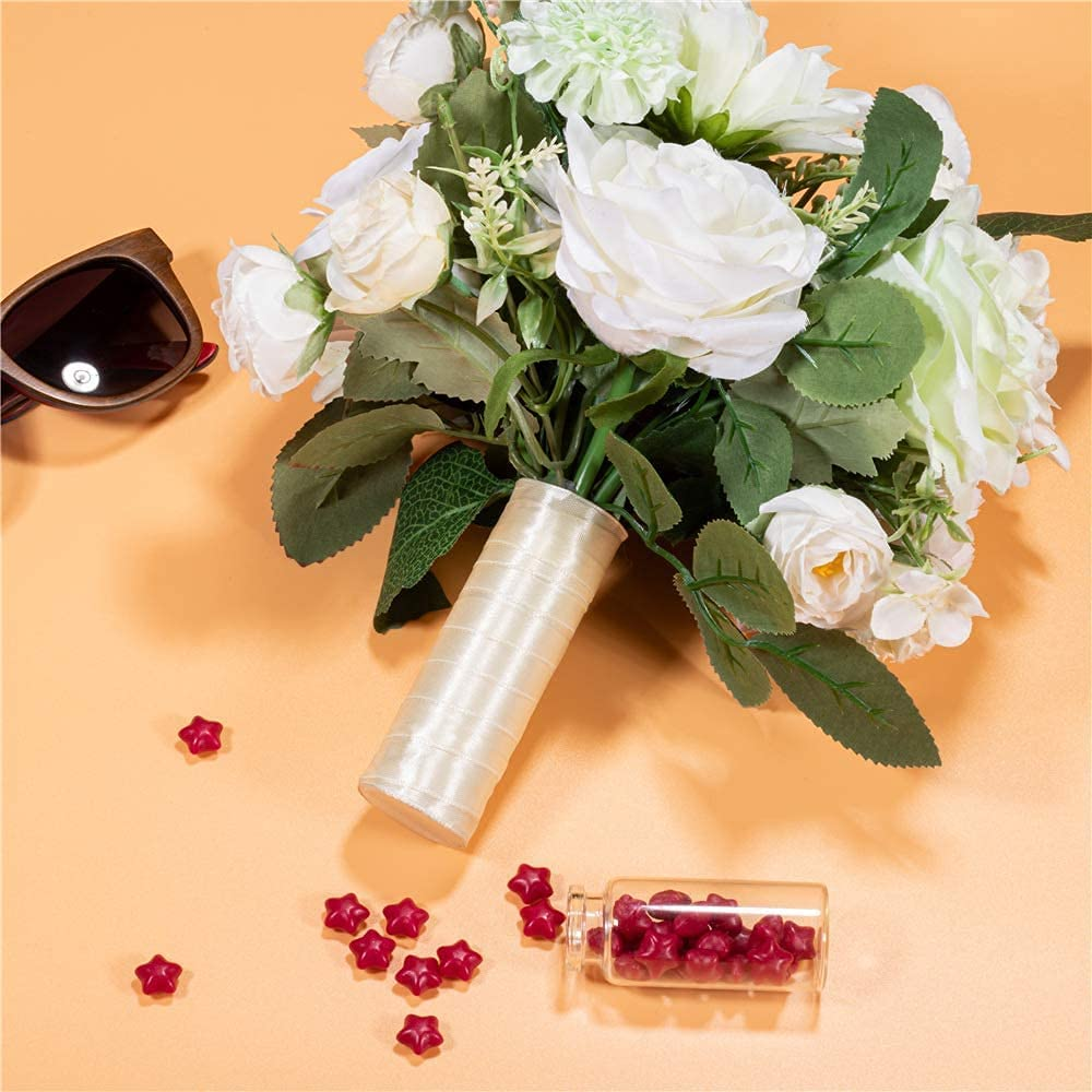 Alfie Double Faced Satin Ribbon 5/8Inch X 50Yards Double Sided Solid Polyester Ribbon for Gift Wrapping Party Hair Braids Bow Baby Shower Decoration Floral Arrangement Craft Supplies, Hot Red image number 1