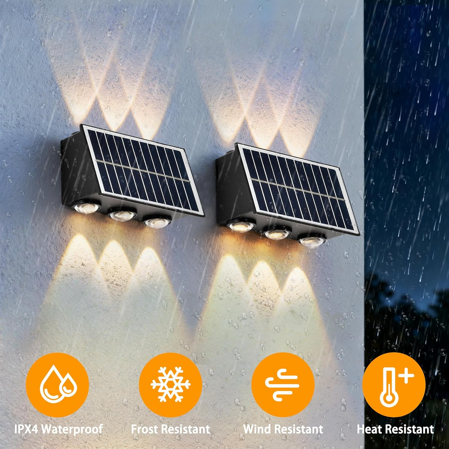 Solar Fence Lights Outdoor &ndash; IP65 Waterproof Warm White Solar-Powered 6-LED Fence Light with Auto On/Off Dusk to Dawn Sensor, Ideal for Garden, Patio, Fence & Balcony (1 Pack) image number 6
