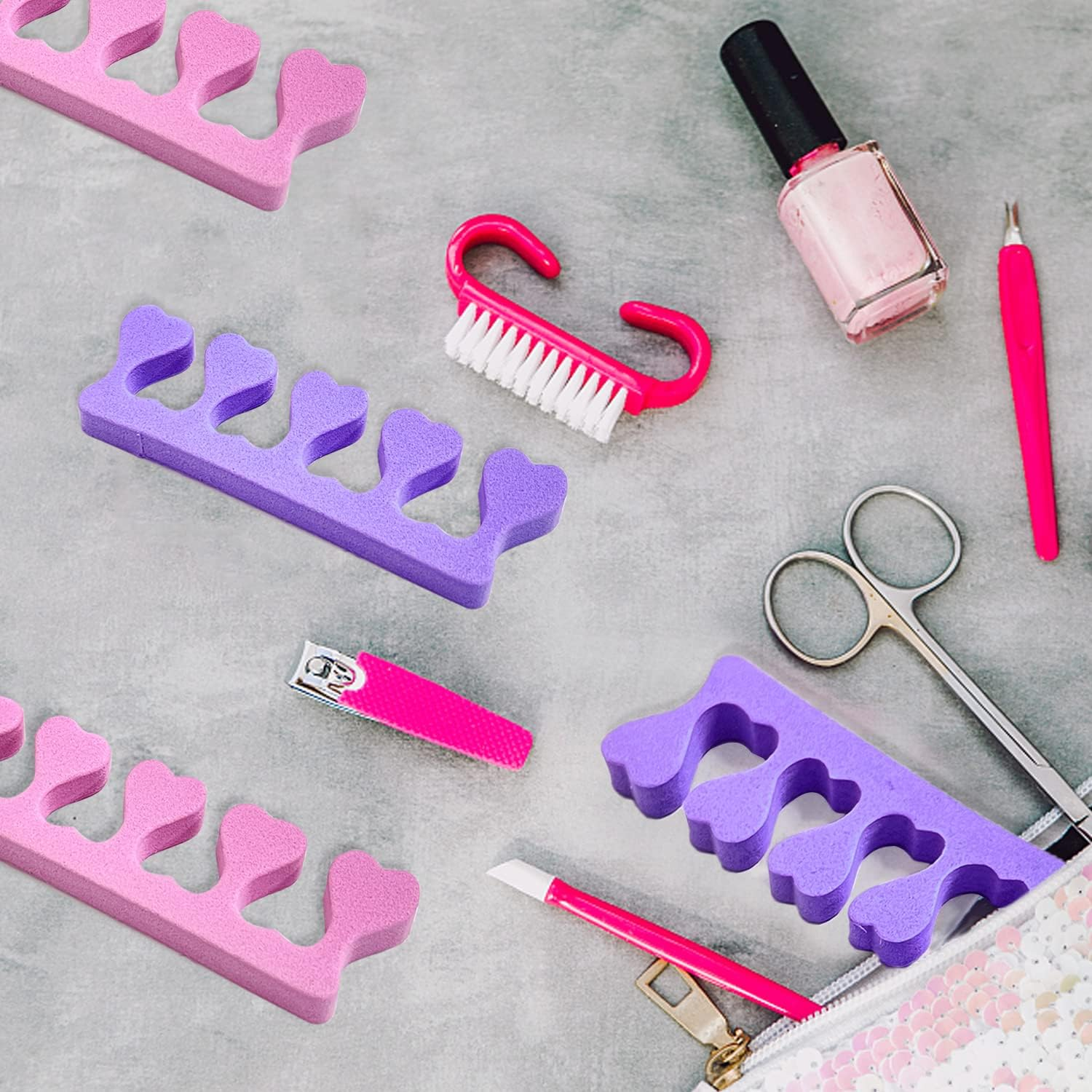 24 Pieces Peach Heart Toe Divider Cotton Finger Divider Cotton, Finger Separator Toe Divider,Nail and Toenail Separation Pads, Suitable for Nail Art, Pedicure, Smear Gel, Etc.