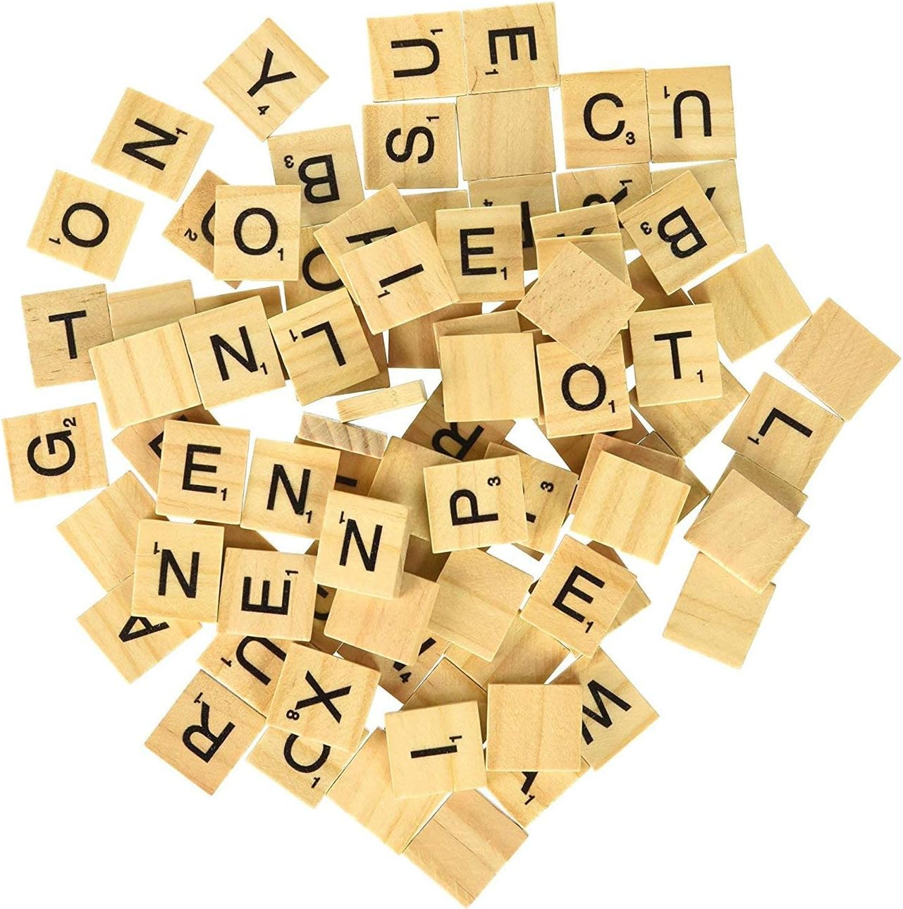 100 Pcs Wood Letter Tiles/Wooden Scrabble Tiles A-Z Capital Letters for Crafts, Pendants, Spelling image number 3