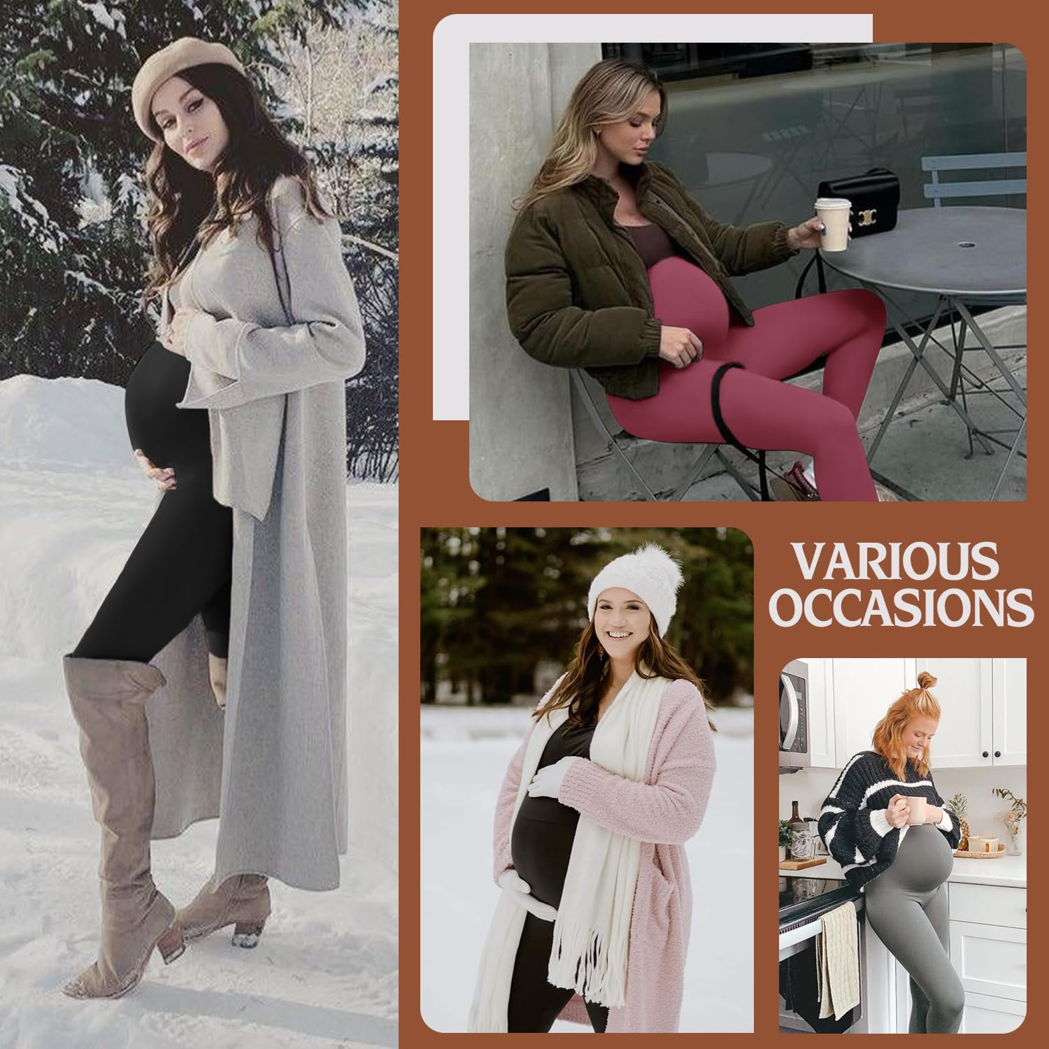 4 Pack Women&rsquo;S Maternity Leggings with Pockets over the Belly Butt Lift - Soft Workout Pregnancy Yoga Pants image number 5