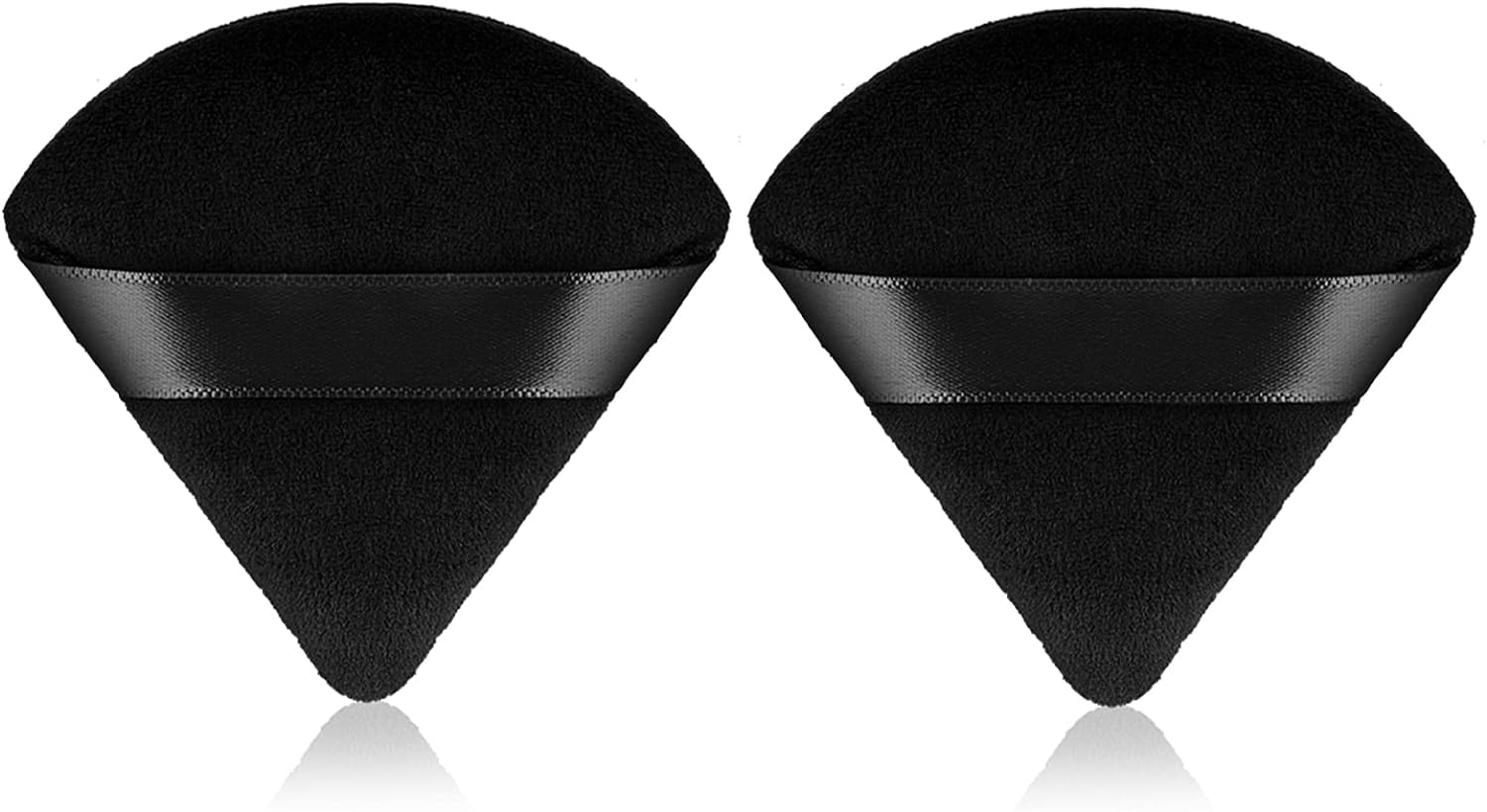 2 Pieces Triangle Cosmetic Loose Powder Puffs Washable Reusable Soft Plush Foundation Sponge for Face Body Wet Dry Makeup Tool image number 1