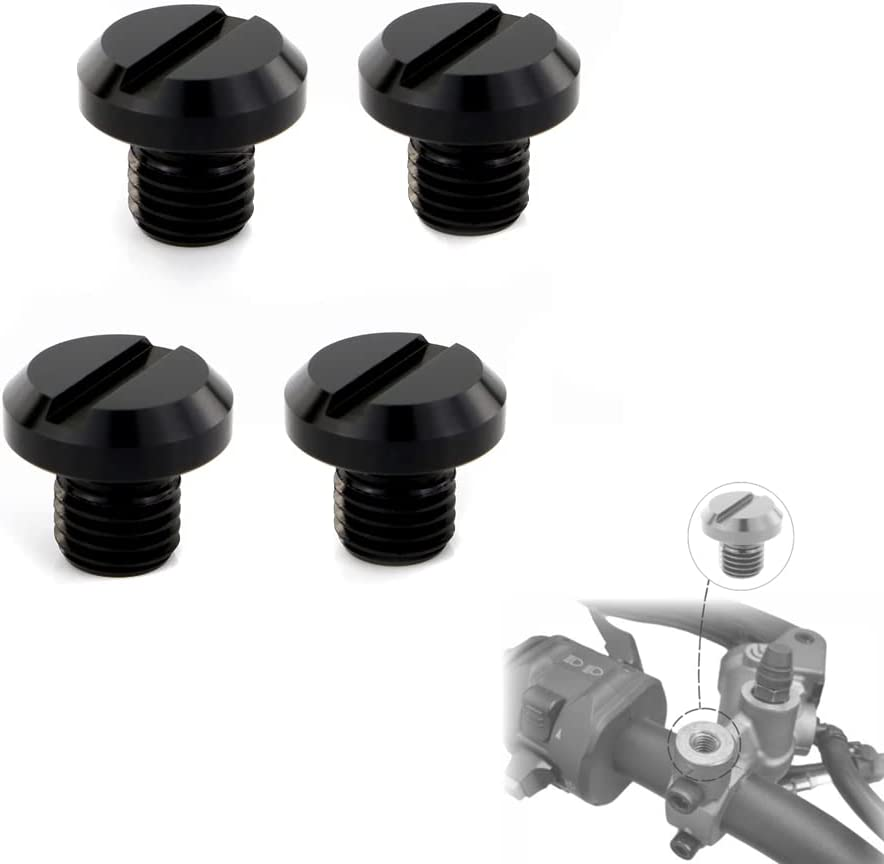 Xitomer 4 PCS Mirror Hole Plugs M10X1.25, Fit for Z125/ Z400/ Versys 650, FZ-07 MT-07 / FZ-09 MT-09, CRF250L/ CB1000R, SV650 / KLR 650, Aluminum CNC