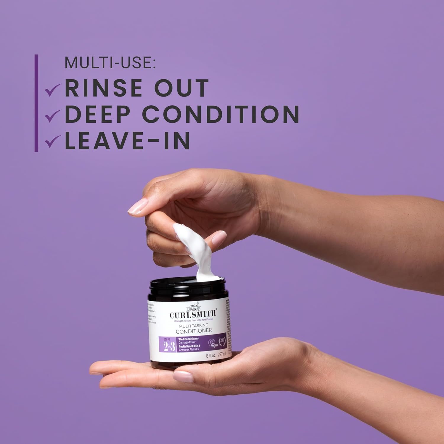 CURLSMITH &ndash; Multi-Tasking Conditioner, 3 in 1 Conditioner with Proteins, for Damaged Hair (8 Fl Oz) image number 6