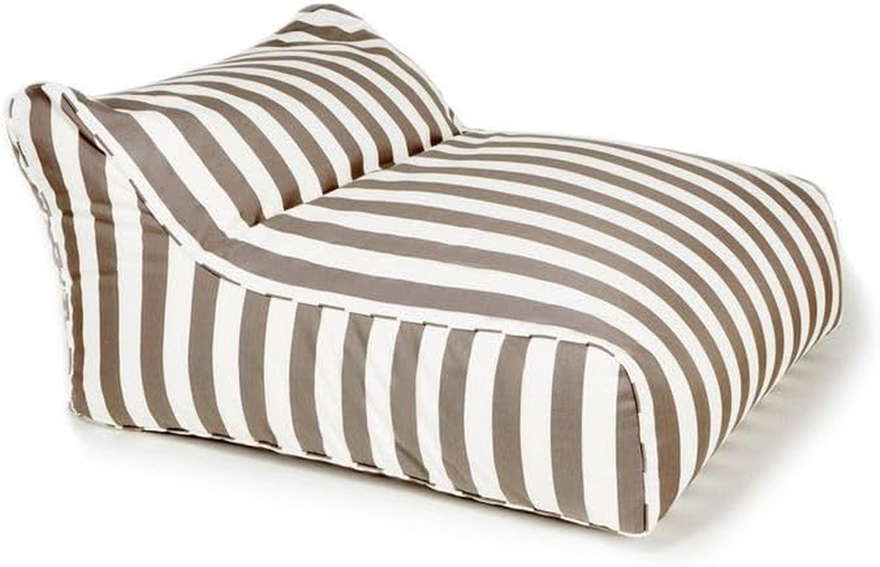 Billy Fresh Hang Out Outdoor Beanbag, 120 Cm Length X 110 Cm Width X 70 Cm Height, Taupe/White Stripe image number 4