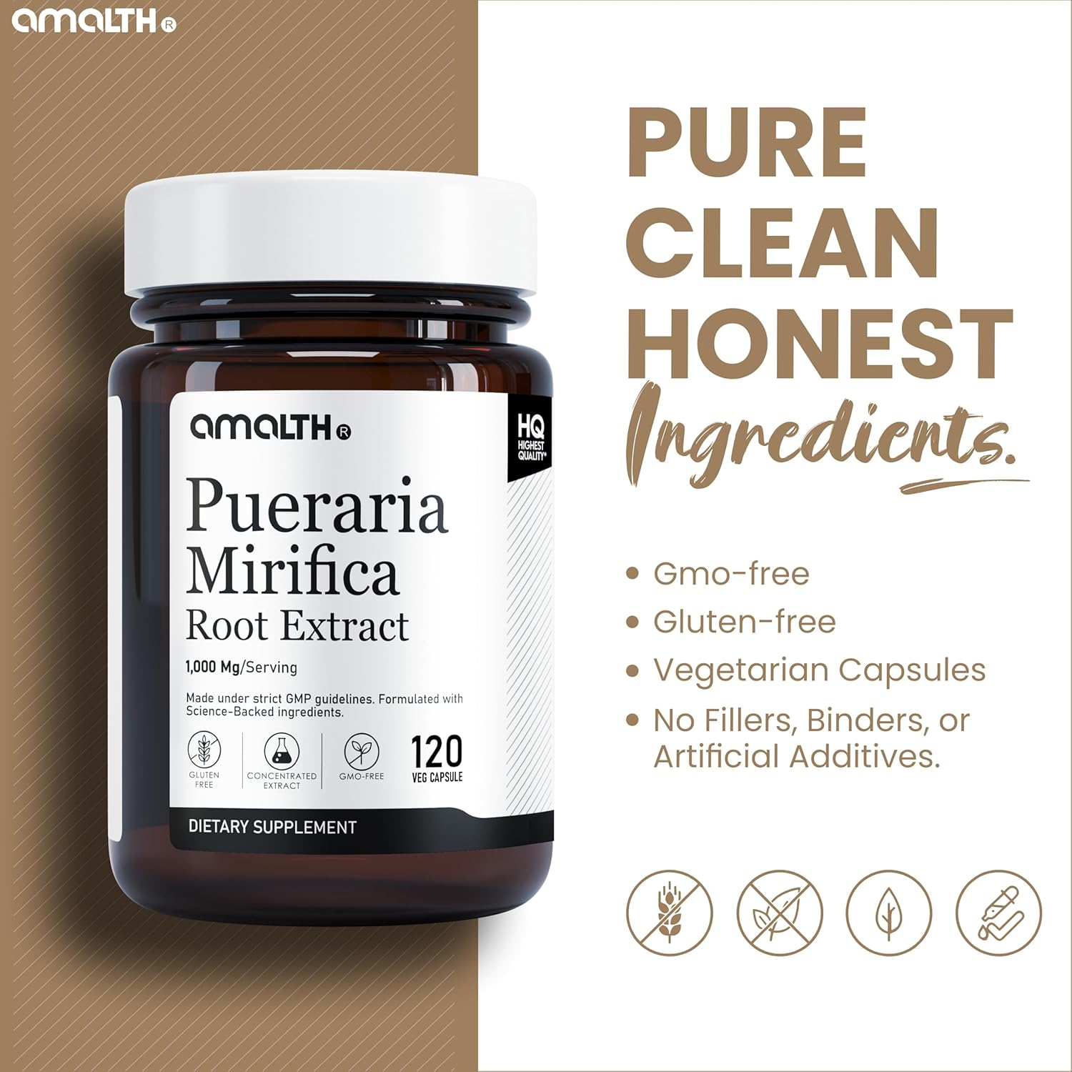 Amalth Pueraria Mirifica Extract 10000Mg Strength-90 Veg Capsules Supports Women Wellness Naturally image number 6