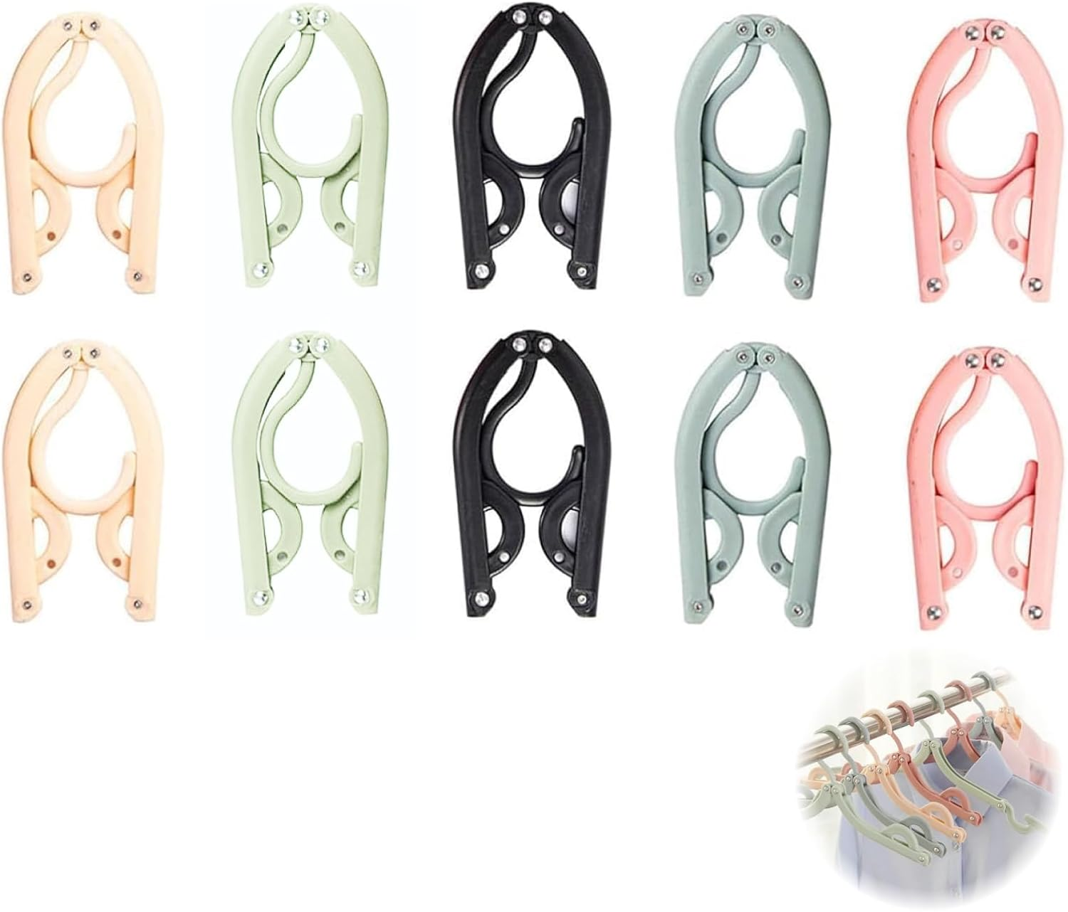10PCS Portable Folding Clothes Hangers, Foldable Clothes Drying Rack for Travel, Lightweight and Compact Design, Perfect for Baby and Adult Clothes, for Camping, Hiking, and Home Use image number 3