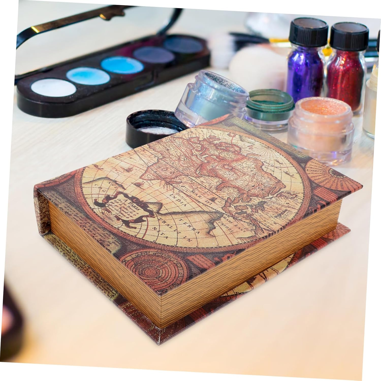 Vaguelly Vintage Faux Book Box Medium Size Rectangular Trinket Storage Box, Antique Style False Book Shaped Organizer, Decorative Bookshelf Prop for Home and Office image number 3