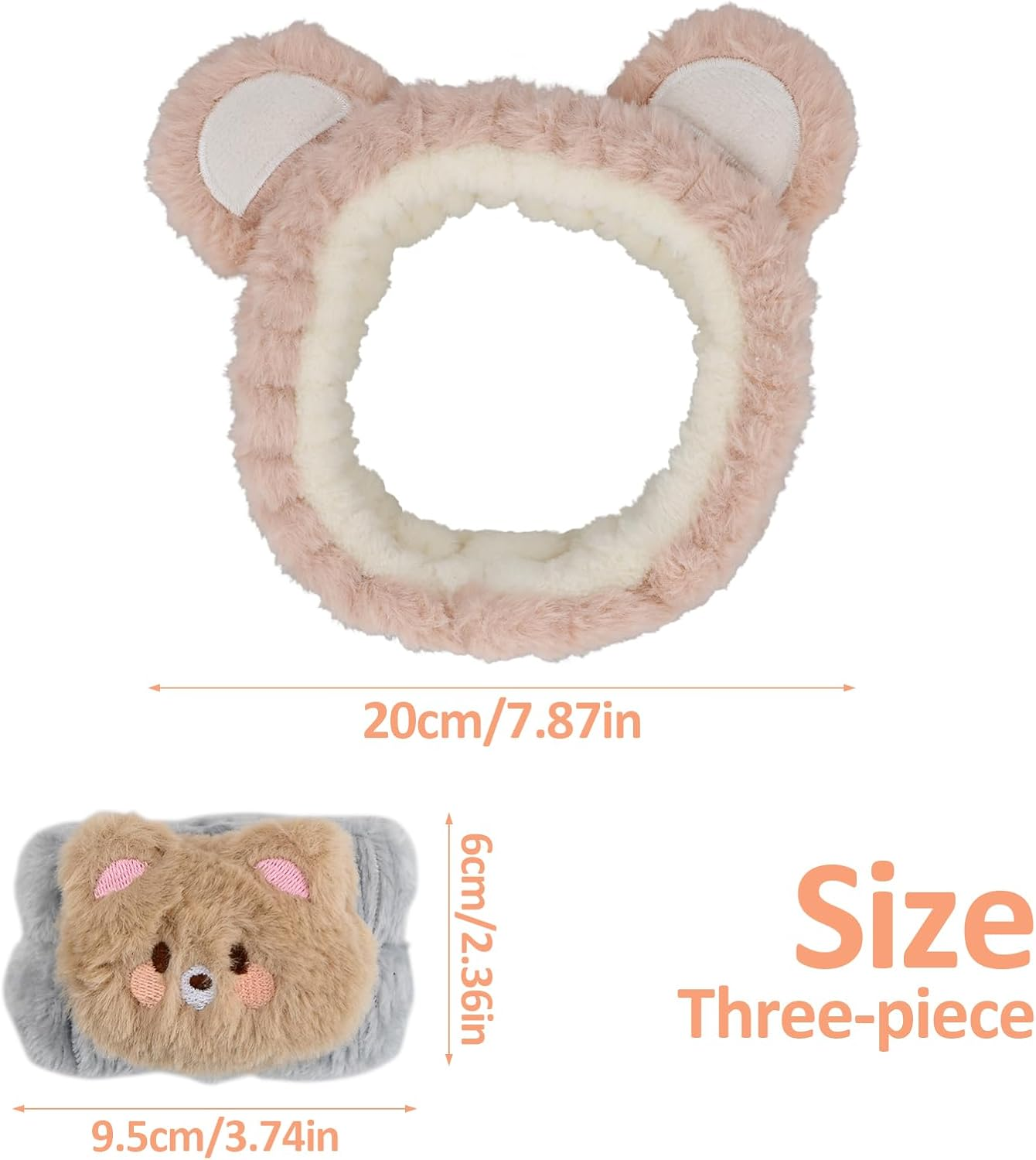 3 Piece Spa Face Headband Wrist Wash Bands Set, Face Wash Bracelets Elastic Makeup Hair Band Elastic Cosmetic Skincare Makeup Hair Band Women Yoga Shower image number 4