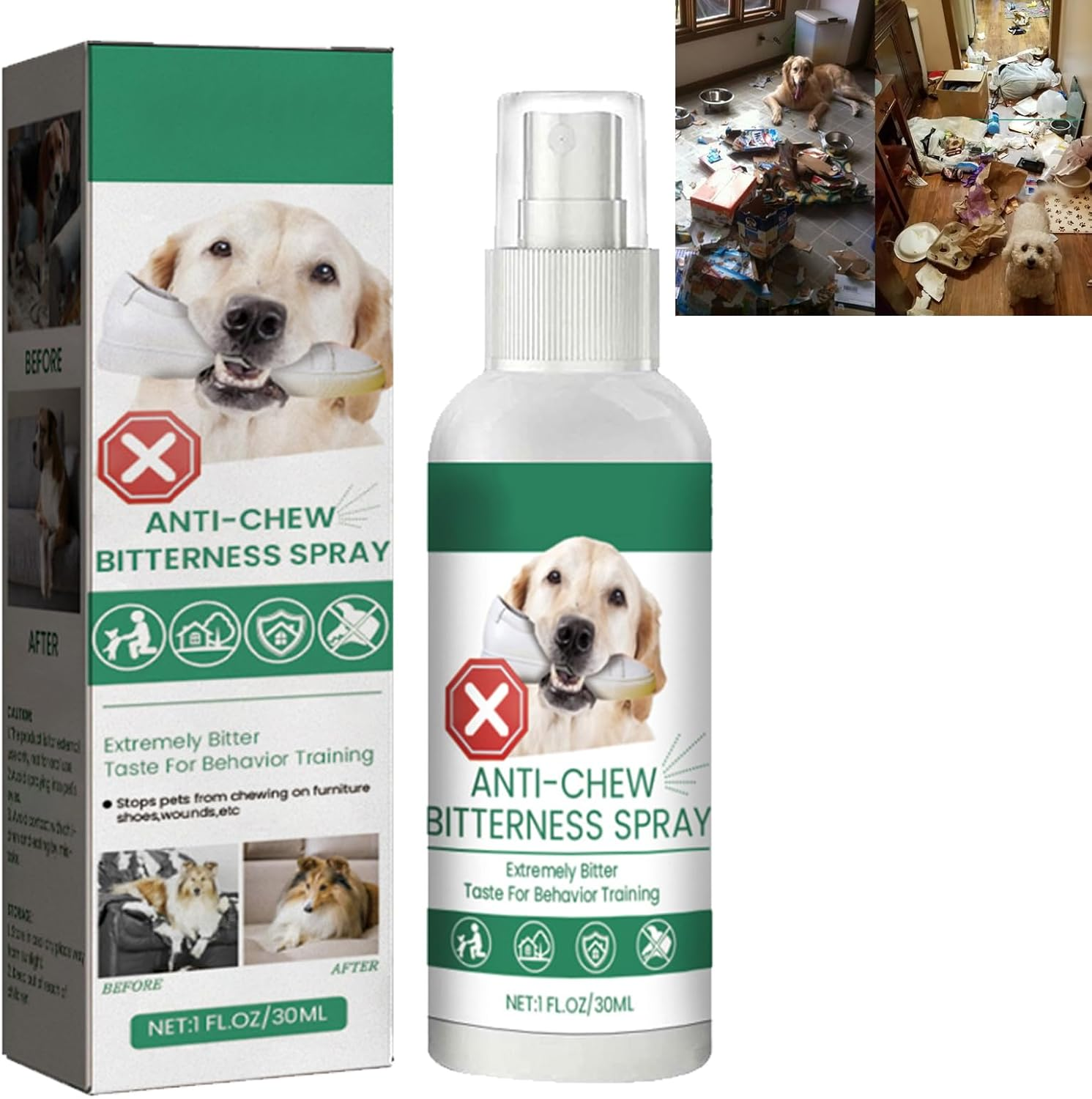 Anti Chew Spray for Dogs and Cats, Anti-Chew Spray, Anti-Nibble Spray, Bitter Spray for Dogs and Cats, anti Chew Spray for Dogs Puppies, anti Nibble Spray Training for Dogs Cats 30 Ml image number 1