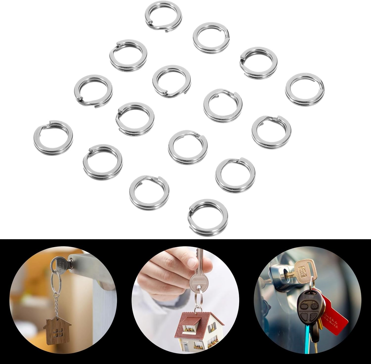 50 Pcs Mini Key Rings 10Mm Stainless Steel Split Rings Jewelry Making Open Jump Rings Pet Collar Connector Small Thin Keychain Attachment for Car Keys Craft DIY Pendant Charm Bracelet Strap Repair image number 4