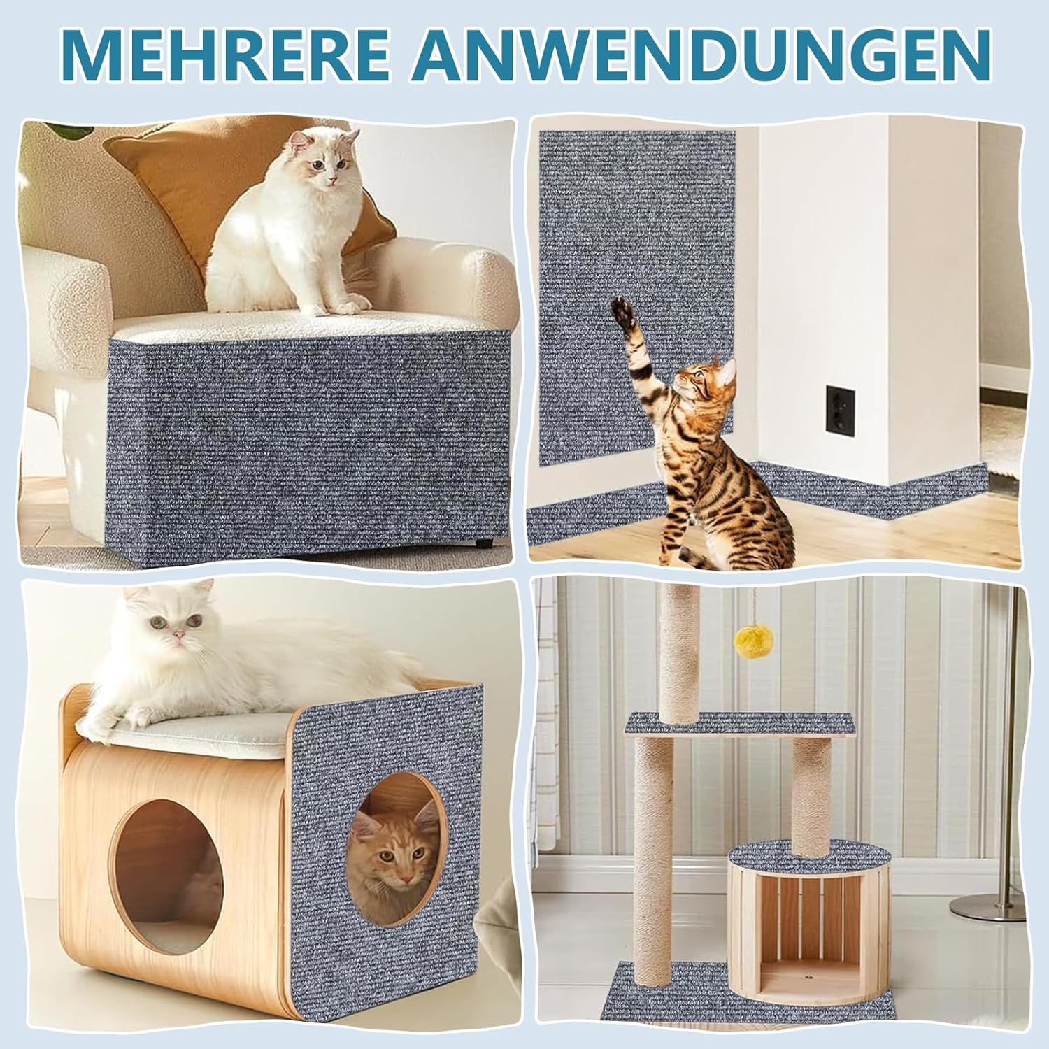 Cat Scratching Mat, 40 X 200 Cm, Self-Adhesive Scratching Mat, Cat Wall Scratching Mat, Cat Wall Scratch Protection, Sofa Cat, for Couch, Sofa, DIY Scratching Post, Climbing Pad image number 5