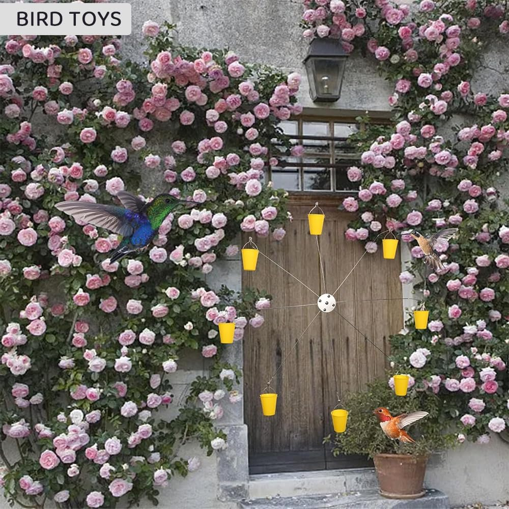 HYAVIA Ferris Wheel Bird Feeder &ndash; Outdoor Hanging Bird Feeder Toy with 8 Rotating Buckets, Unique Ferris Wheel Design for Hummingbirds & Wild Birds, Garden Yard Decor Feeder for Outside