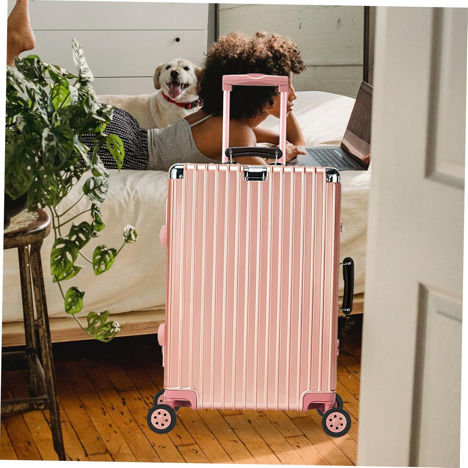 TOPPERFUN 8Pcs Rubber Luggage Wheel Protector Covers Suitcase Caster Noise Reduction Dark Color Set Travel Luggage Wheel Wraps Floor Protectors for Travel Suitcases image number 6