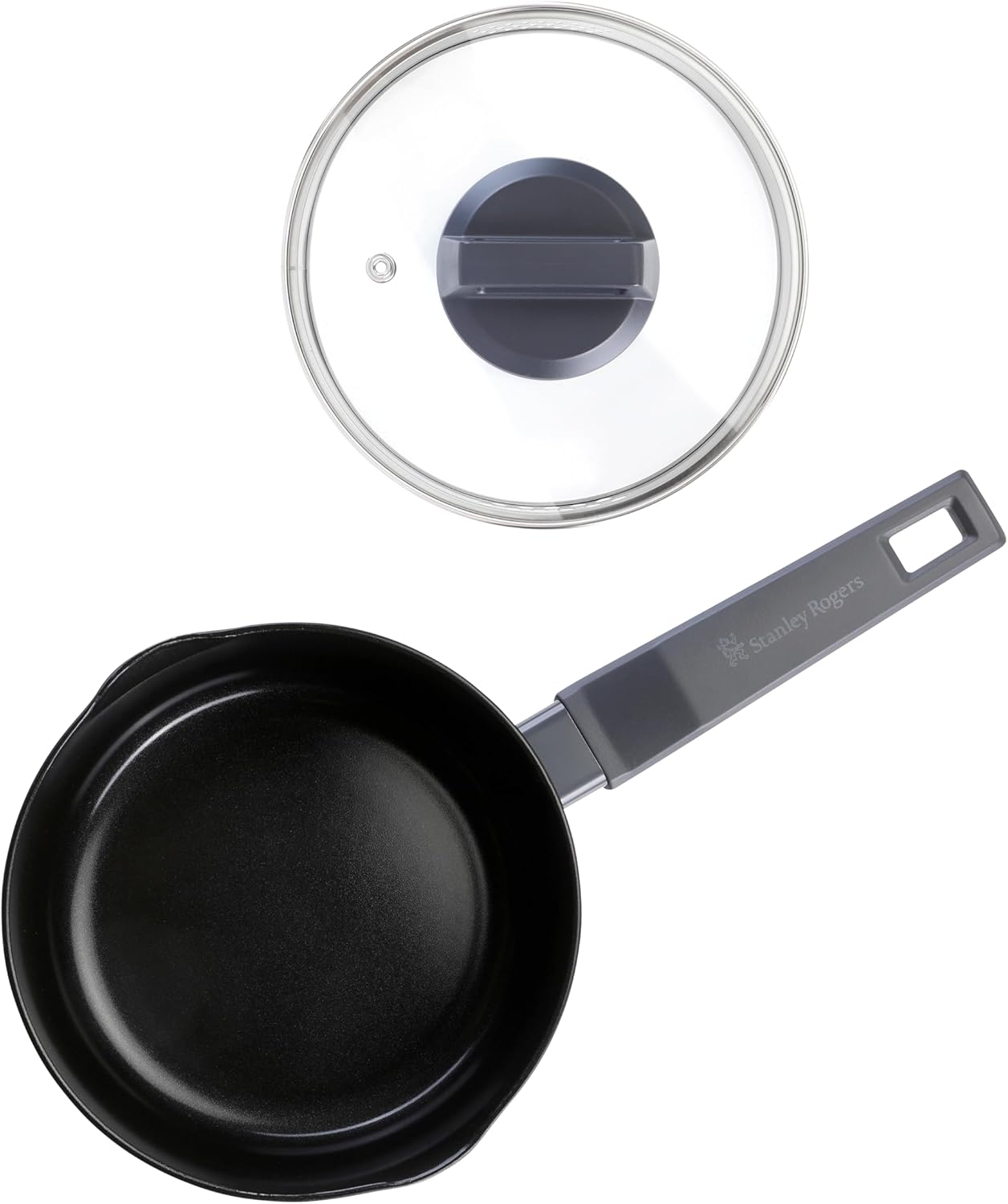 Stanley Rogers Statement Saucepan 18Cm &ndash; 100% Recycled Aluminium Ceramic Non-Stick Pot &ndash; Induction Cookware with Lid and Easy Pour Rim &ndash; PFAS PTFE & PFOA Free for Healthy Cooking image number 4