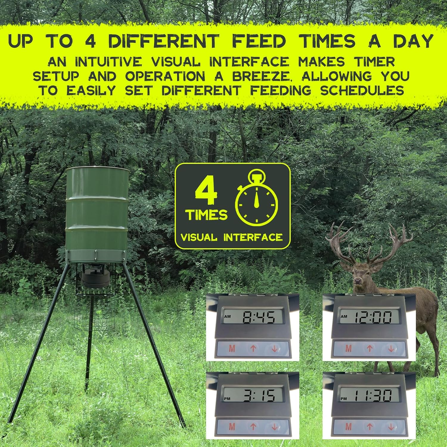 Highwild Deer Feeder Kit - Digital Timer - Metal Spin Plate - Easy Setup - All-In-One image number 1