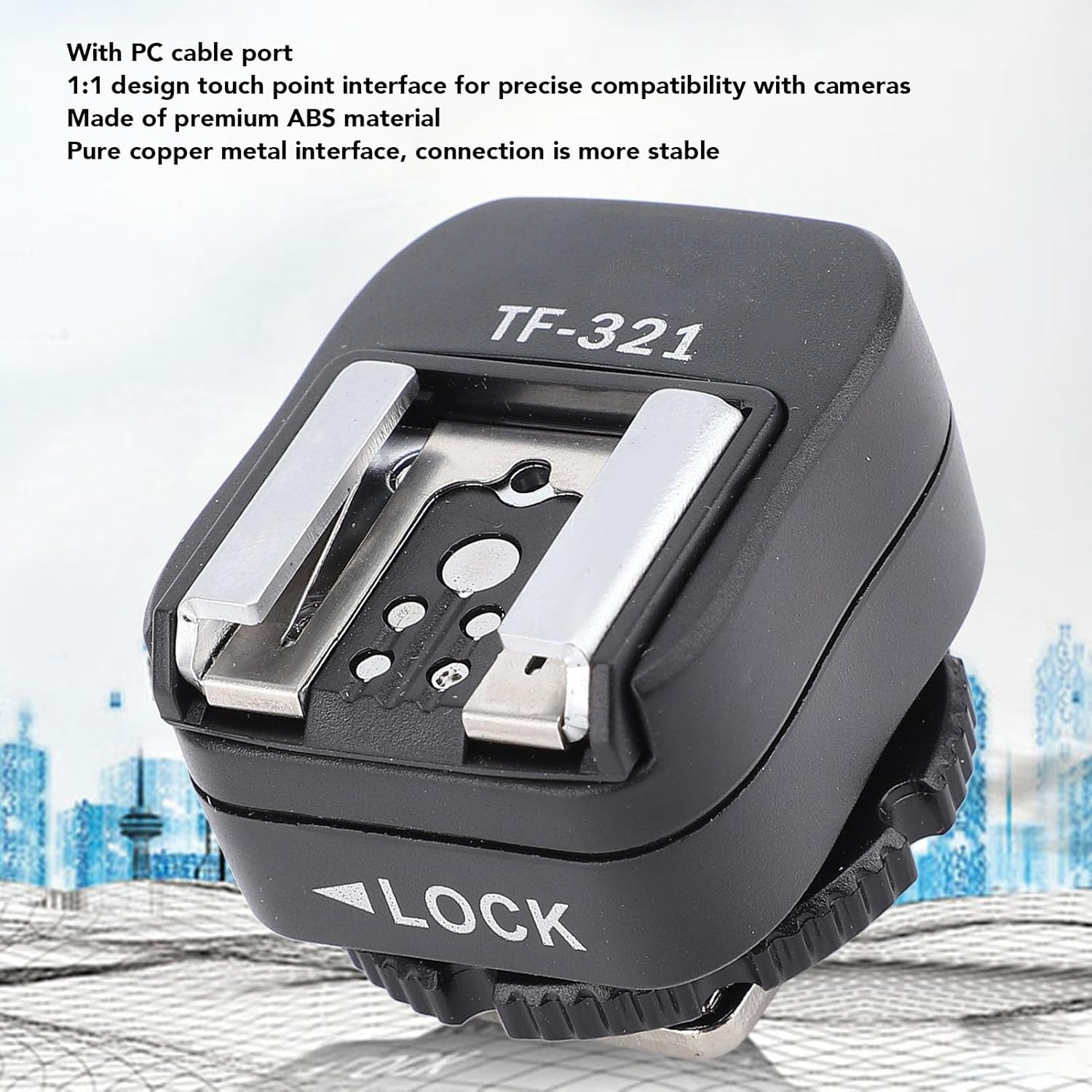 E-Ttl Flash Hot Shoe Adapter with PC Sync Port, TF-321 Flash Hot Shoe Adapter for E-TTL Series Flash image number 6