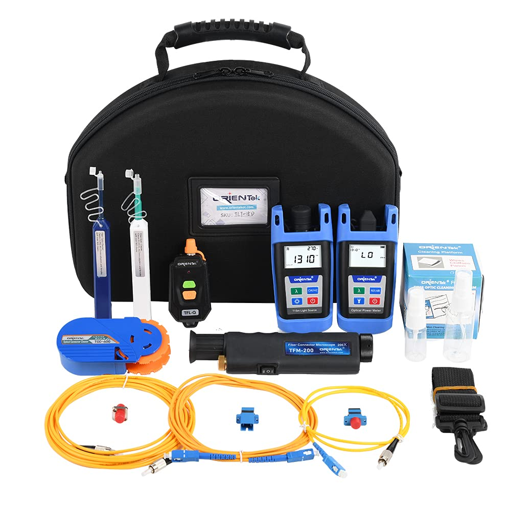 Orientek TLT-15D FTTH Loss Test Kit, 200X Mini Fiber Scope, 800~1700Nm Fiber Optic Power Meter, Optical Light Source, Visual Fault Locator, One-Press Cleaner Pen, Fiber Optical Tools Kit, VFL OPM OLS image number 5