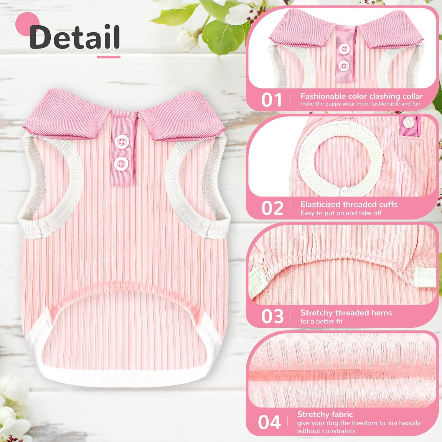 AXIIJGL Dog Tshirts for Small Dogs Polo Shirt Stretchy Dog T Shirt Breathable Dogs Cooling Vest Sweatshirts Girl Boy Puppy Dachshund French Bulldog Frenchie Chihuahua Pet Clothes image number 5