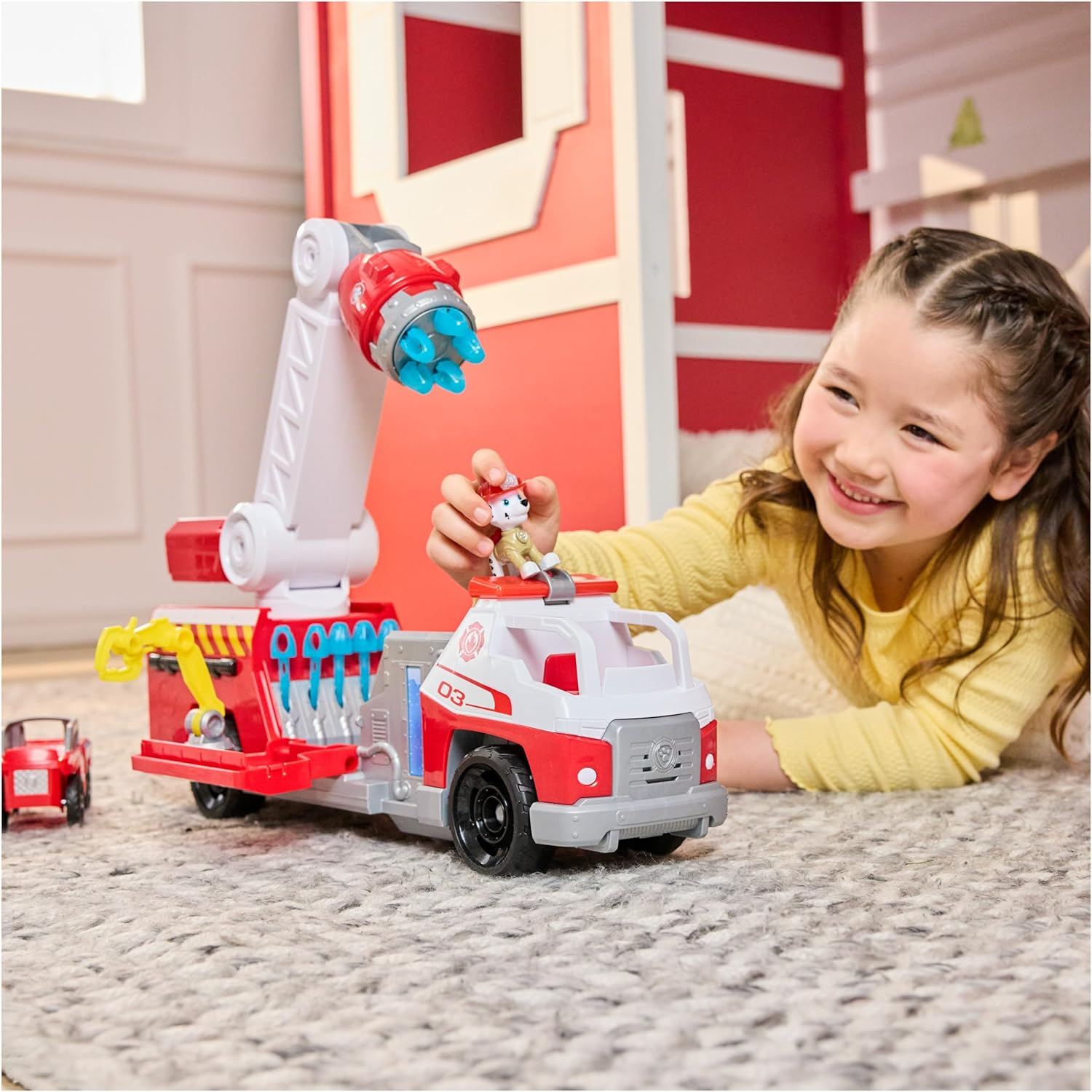 PAW Patrol Fire Rescue: Rapid Reload Fire Truck with Marshall Figure, Quick-Fire Launcher, Lights and Sounds, Kids Toys for Boys and Girls Ages 3 and Up image number 3