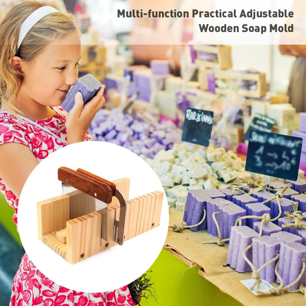 Soap Cutter Set, Wood Adjustable Mould, Multipurpose, Making Tools with Wavy and Straight Cutting Planner, Durable Mould Kit for Handmade Crafts image number 2