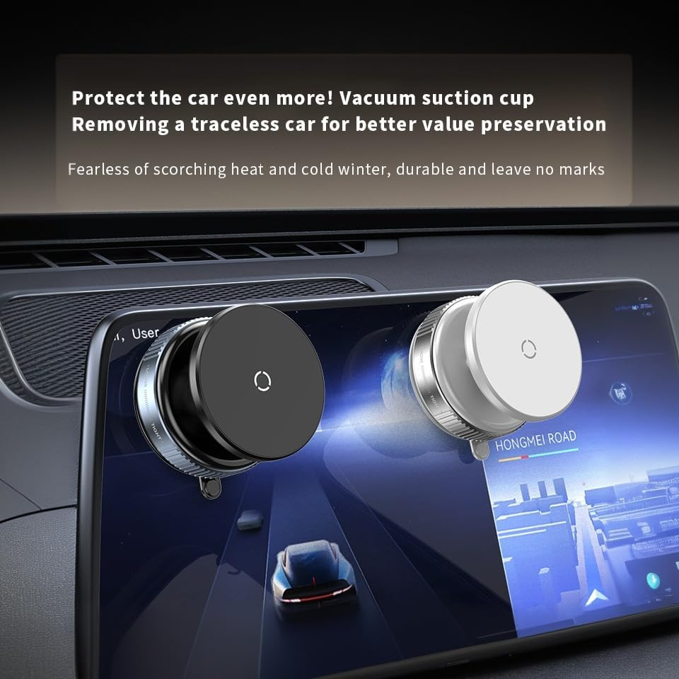 Magnetic Suction Phone Holder, 2025 New Vacuum Magnetic Suction Phone Holder Foldable and Retractable, 360&deg; Stretchable for Car/Gym/Smooth Surface Kitchen Stand Cellphone (Starmoon White) image number 3