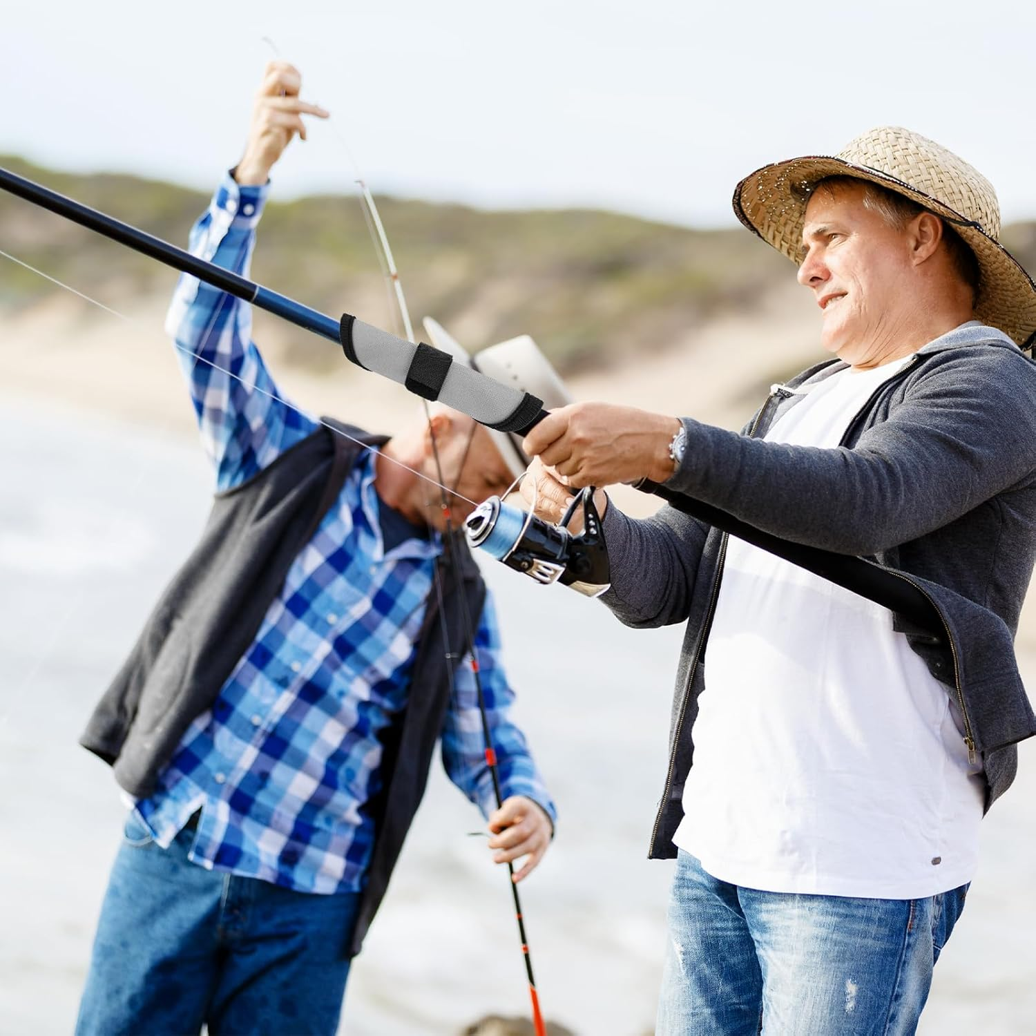 Gosknor 6Pcs Lure Wrap, 5.9 Inch Fishing Lure Covers Lure Gloves Fish Hook Protectors Lure Guard to Keep Fishermen Fishing Safe for Fishing Rod (Gray) image number 4