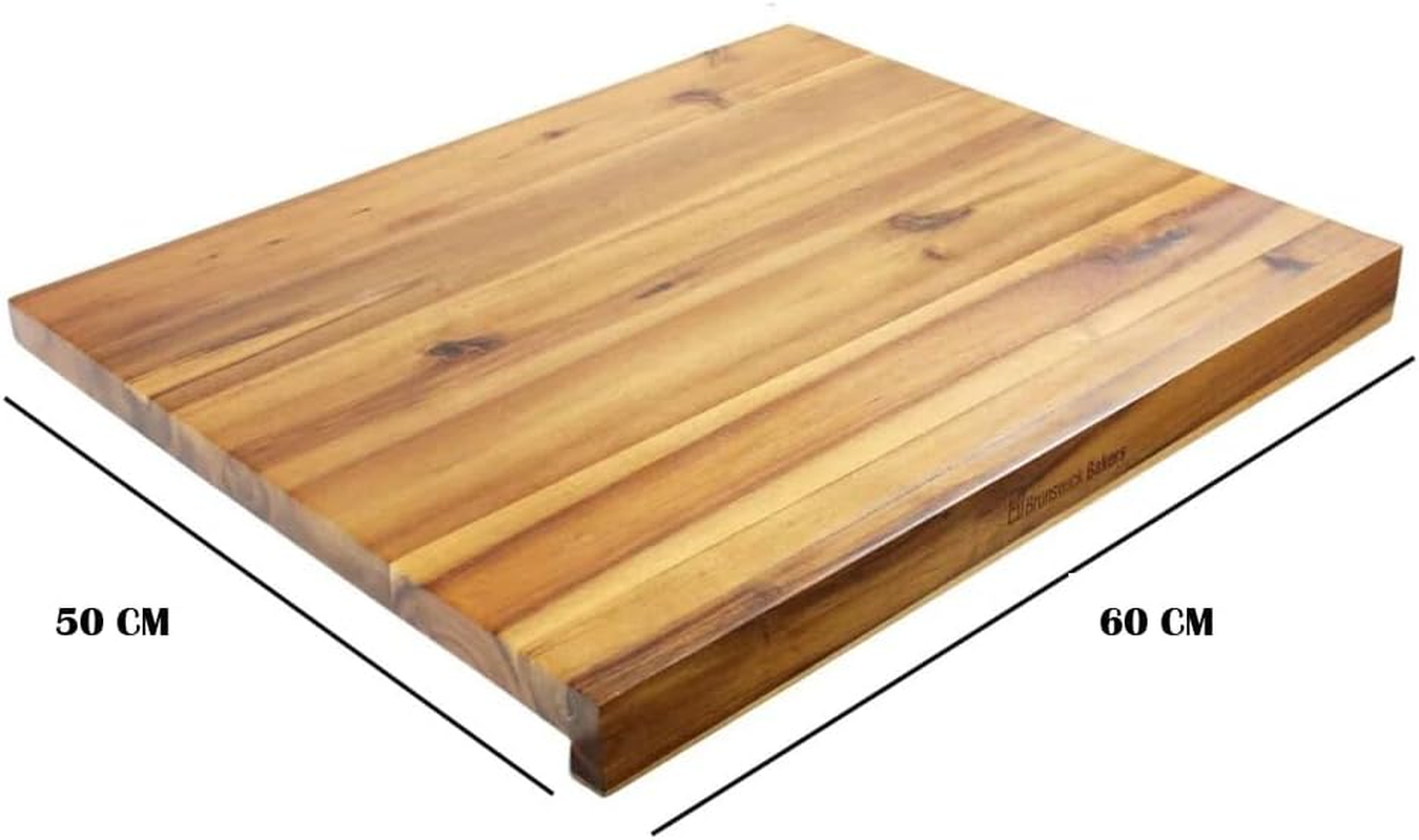 Brunswick Bakers Extra Large Acacia Wood Pastry Board (60X50Cm) Reversible Kneading Surface & Heavy Duty Butcher Block &ndash; Includes Non-Slip Mat &ndash; Premium Wooden Board for Chopping, Slicing, and Serving image number 3