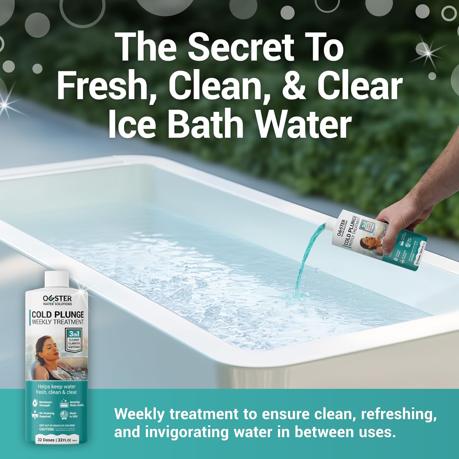 Bio Ouster 3In1 Weekly Cold Plunge Water Treatment - Cold Plunge Cleaner, Clarifier, Softener - Water Stabilizer for Cold Plunge, Ice Bath Cleaner, Cold Plunge Accessories, Ice Bath Accessories (32Oz) image number 2