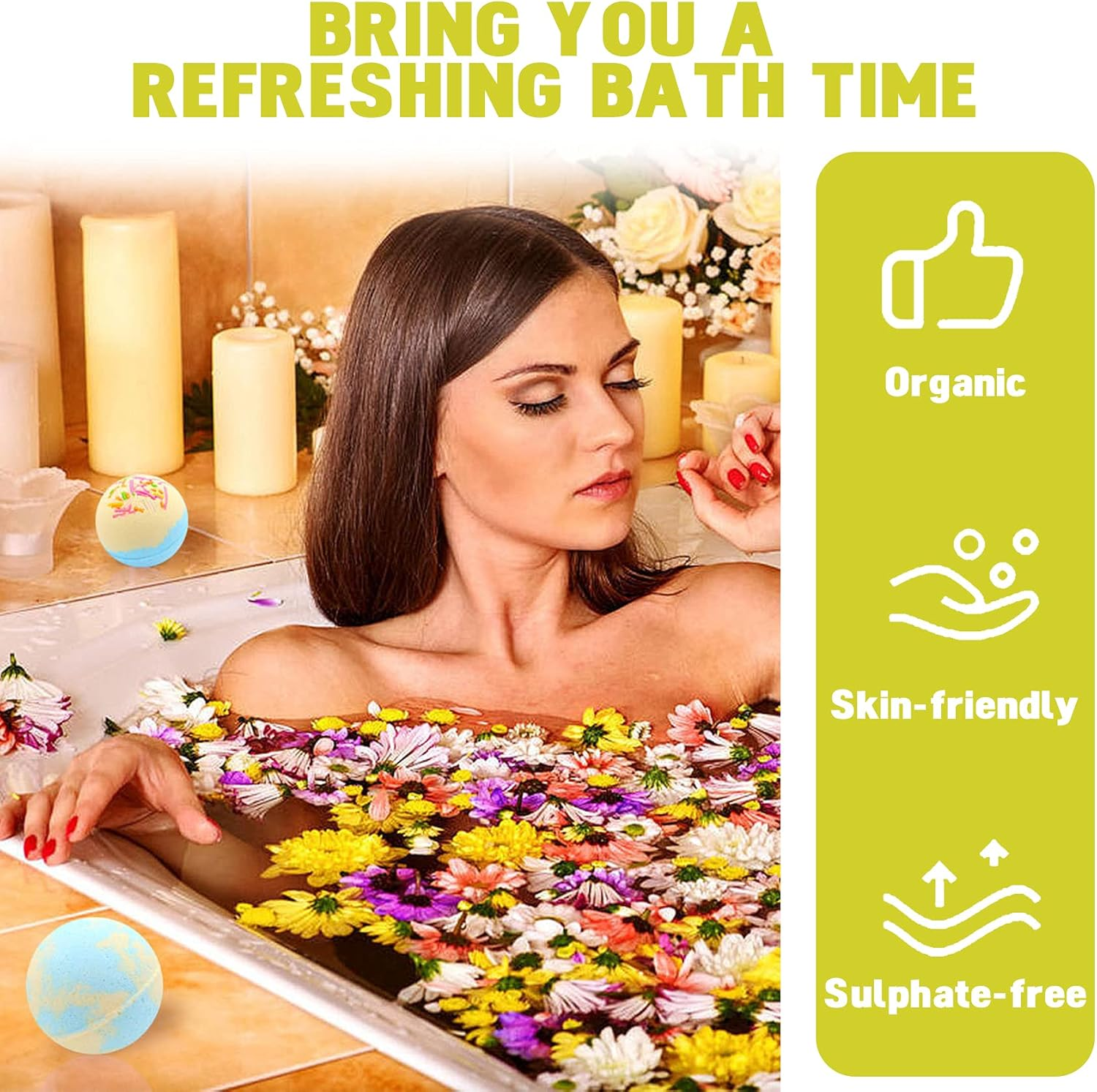 6Pcs Bath Bombs Gift Set - Colorful Fizzies Cupcakes Truffles Sprinkle Balls Spa Bath Kit with Organic Sea Salt Bubble Bath, Moisturizing & Stress Relief for Women, Girls & Moms image number 5