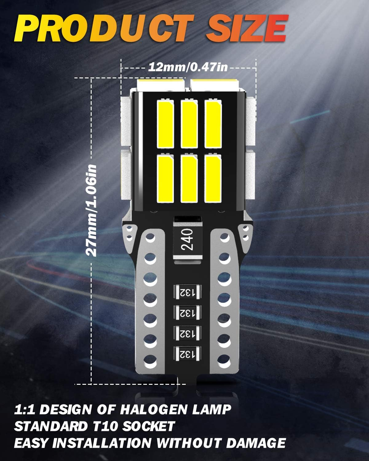 W5W T10 501 LED Bulb, OUSHI Canbus Error Free 194 168 2825 12V 6500K Xenon White Replacement for Car Interior Side Dome Number Plate Parking Reserve Light(Pack of 10) image number 2