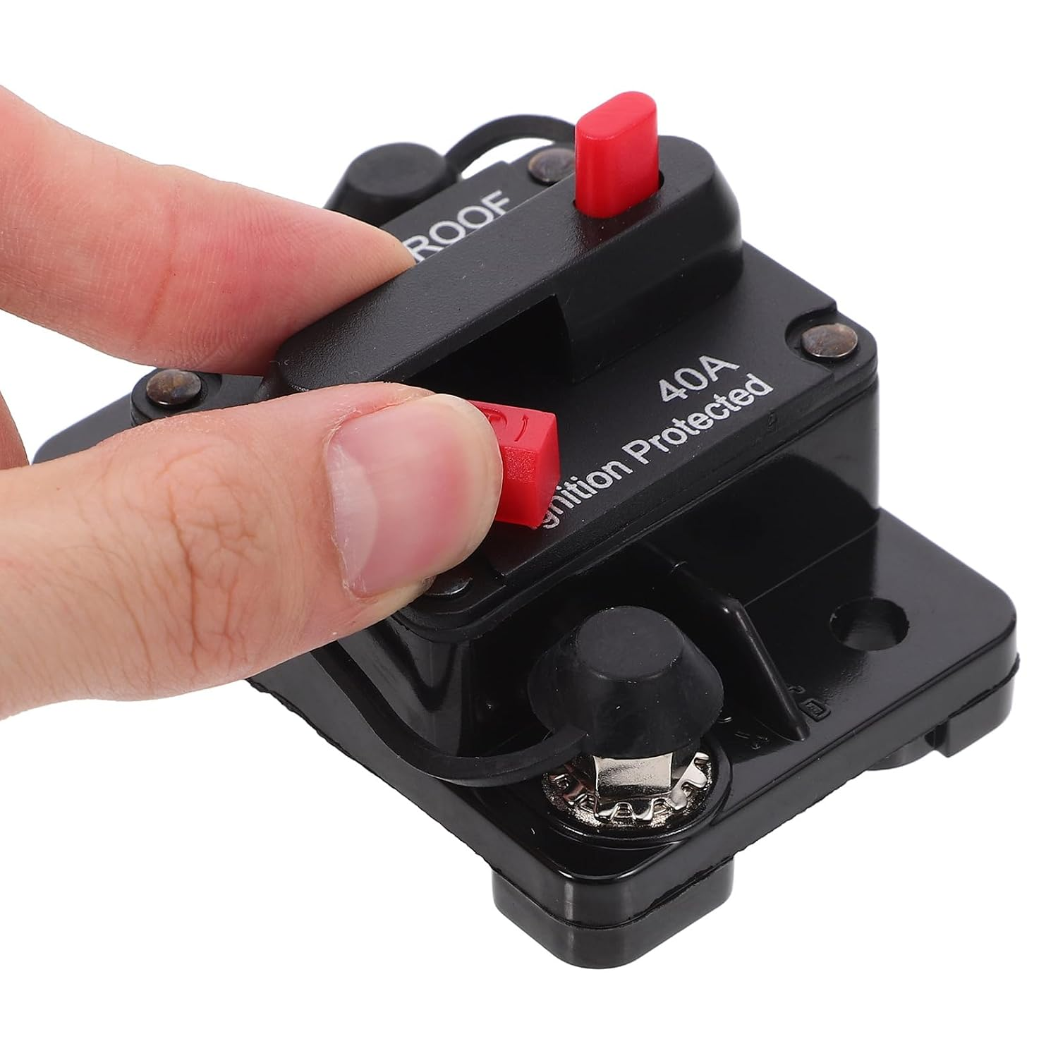 Iplusmile 40 Amp Circuit Breaker Manual Reset Inline Fuse Inverter Waterproof 12V- 48V DC Fuse Holder for Motor Car Marine Trolling Boat Manual Power image number 3