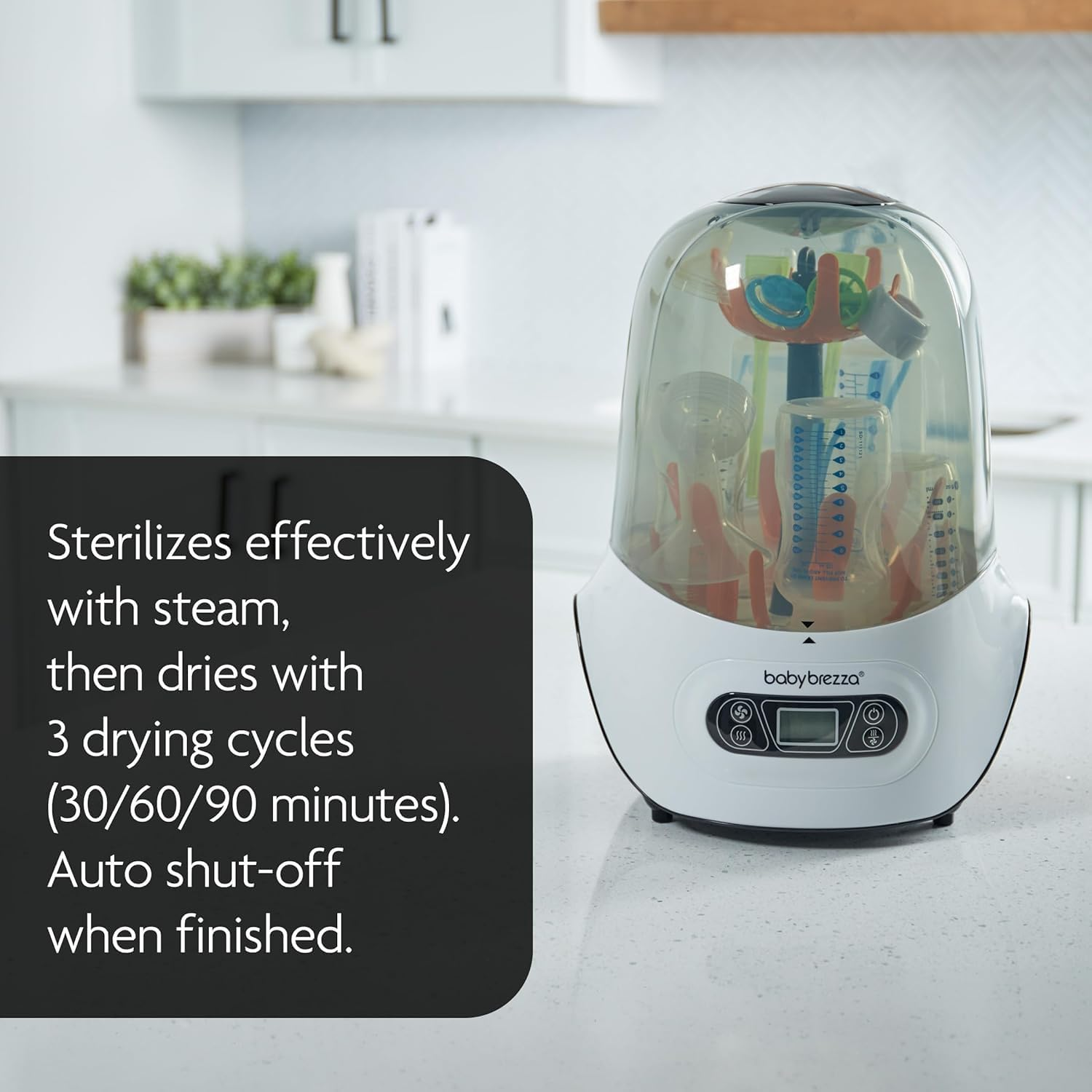 Baby Brezza Baby Bottle Sterilizer and Dryer Machine &ndash; Electric Steam Sterilization - Universal Fit - Pacifiers, Glass, Plastic, and Newborn Feeding Bottles image number 2