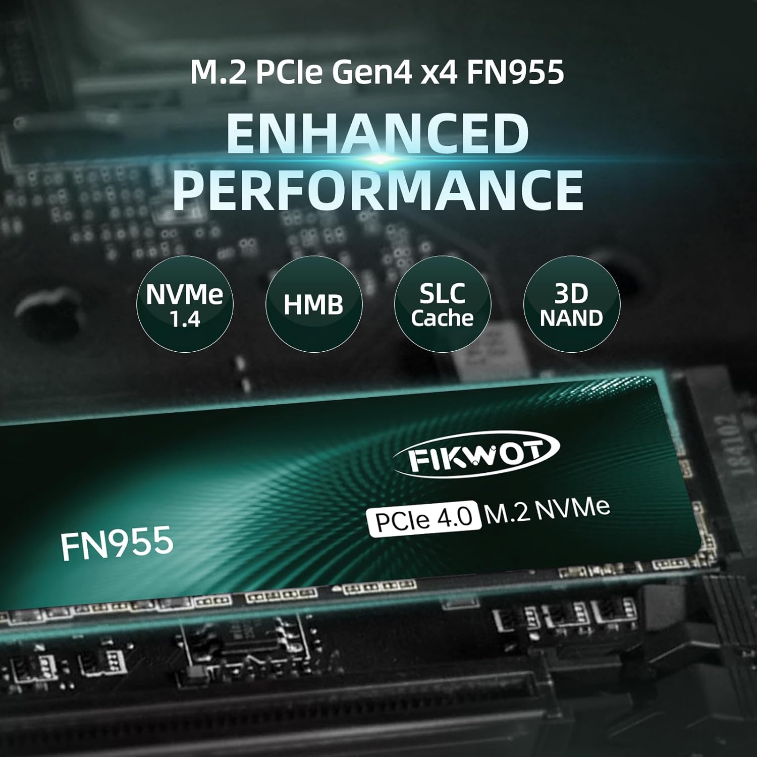 FN955 4TB Nvme SSD M.2 2280 Pcie Gen4X4, up to 7300Mb/S, 3D NAND TLC Flash Internal Solid State Drive, Configure SLC Cache, Compatible with Ps5/Laptop/Desktop image number 5