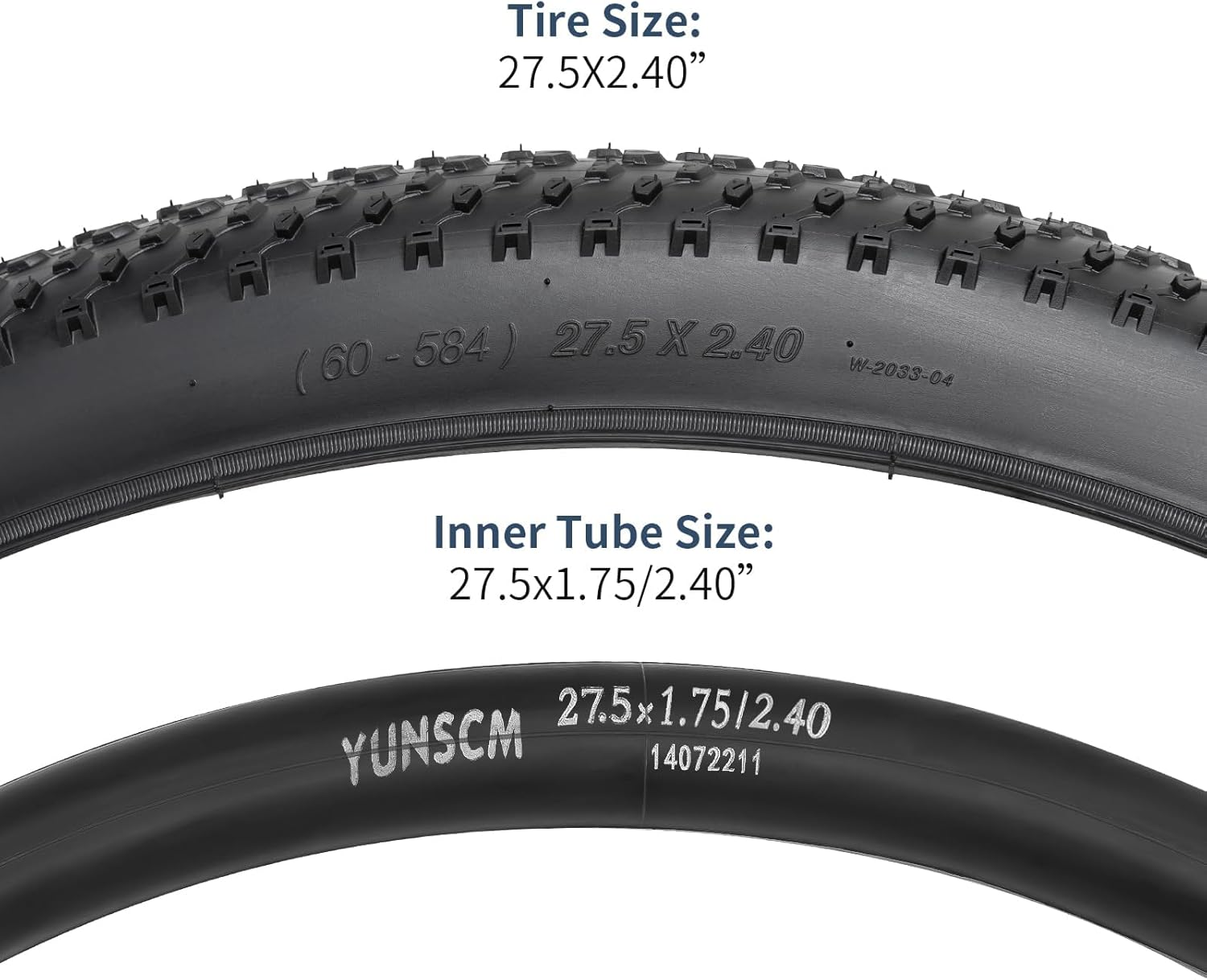 Yunscm 2 Pcs,27.5X2.40 Bike Tires,27.5X2.40 60-584 Bike Tyres + Bike Inner Tube Schrader Valve 32Mm+Rim Strap+Tire Lever,Mountain Bike Tire 27.5 2.40,MTB Tire 27.5X2.40,Y-151